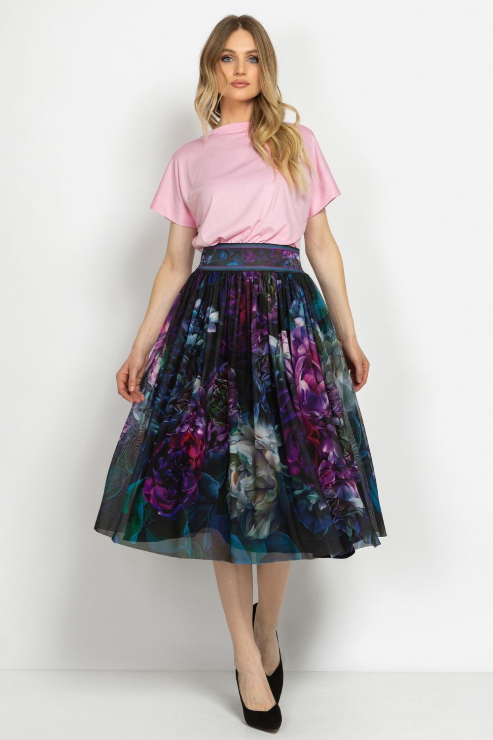 MESH SKIRT WITH ELASTIC WAIST AND VISCOSE LINING - PEONIES JIORO ПОЛА ОТ МРЕЖА С ЕЛАСТИЧЕН КОЛАН И ВИСКОЗНА ПОДПЛАТА - PEONIES JIORO