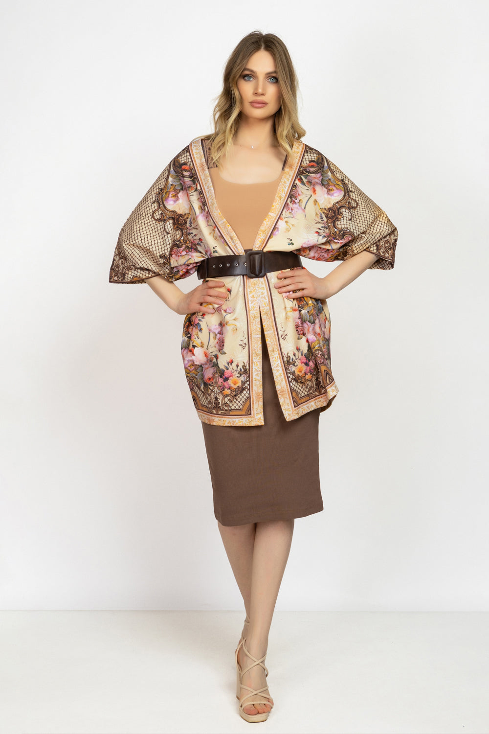 Cardigan en éponge française - Fleurs baroques