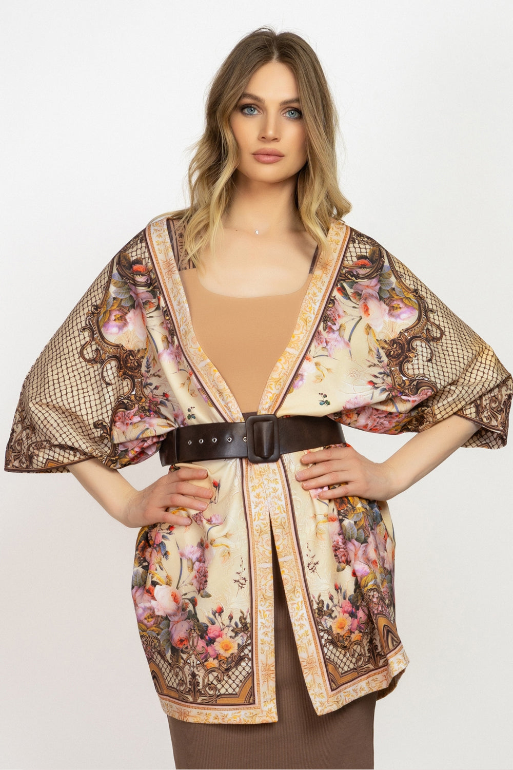 Cardigan en éponge française - Fleurs baroques