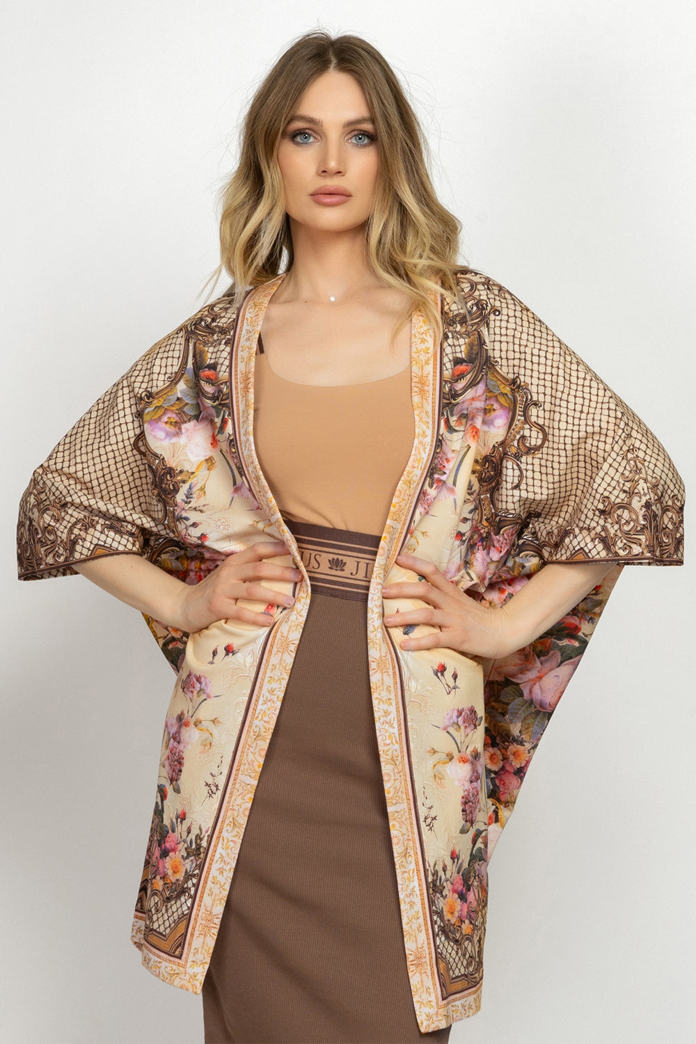 Cardigan en éponge française - Fleurs baroques