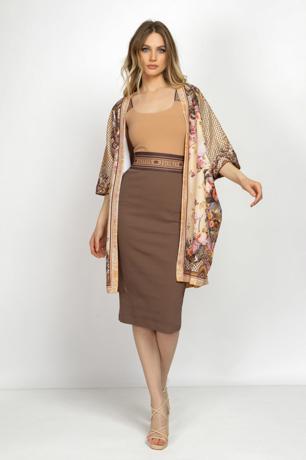 Cardigan en éponge française - Fleurs baroques