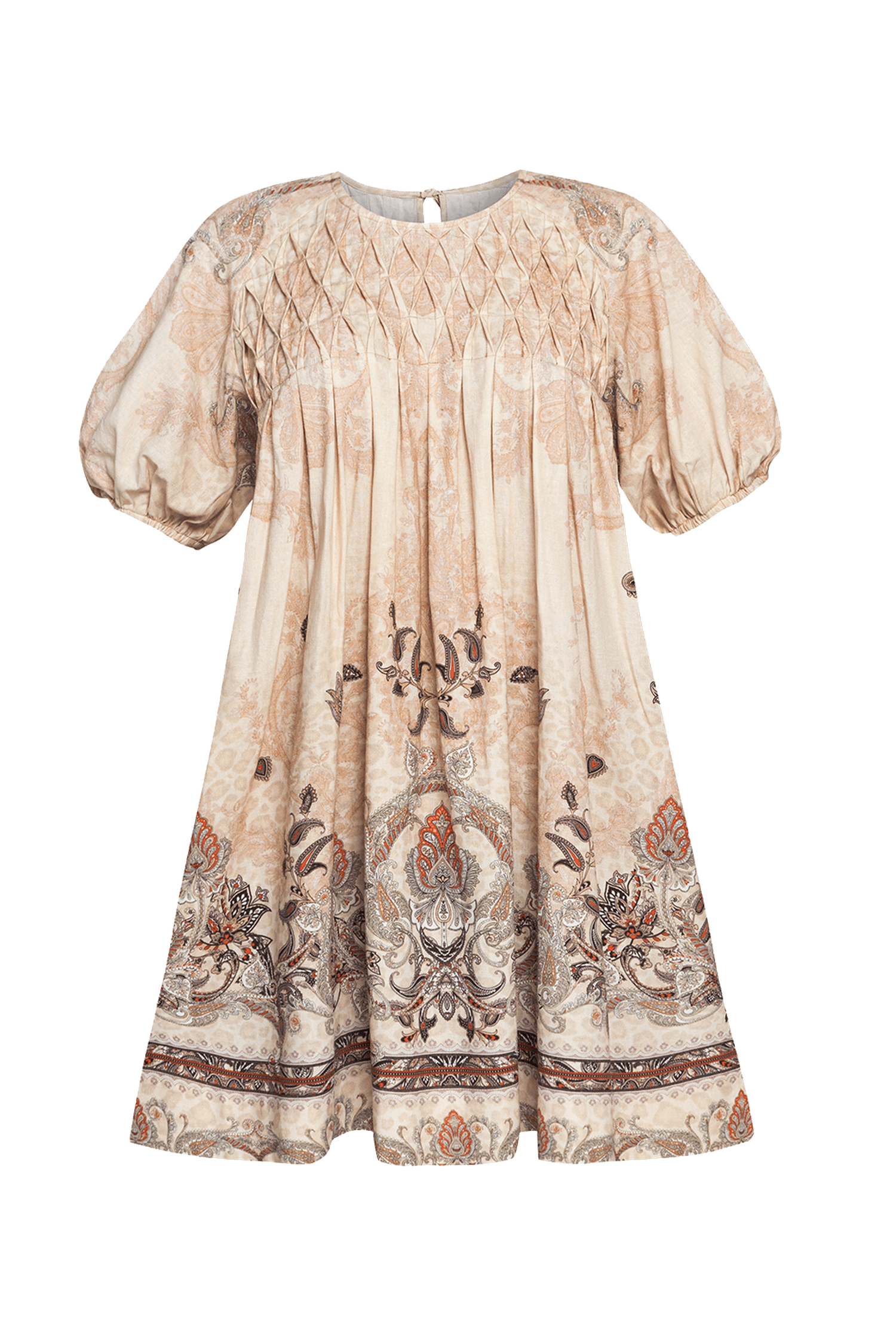 ROBE BOHÈME IMITATION LIN EN BEIGE PAISLEY