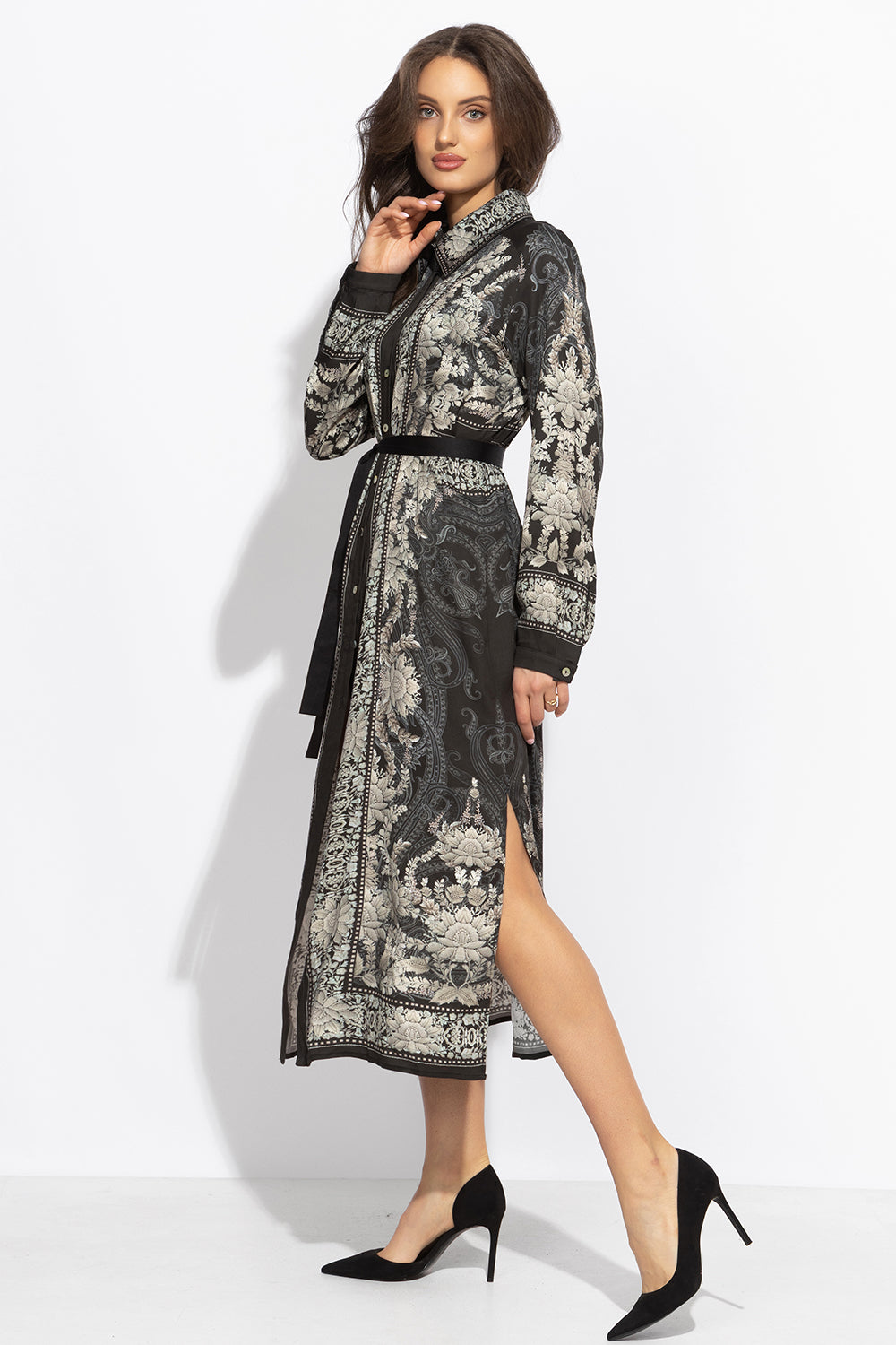 Robe chemise en viscose avec ceinture amovible - Lotus gelé