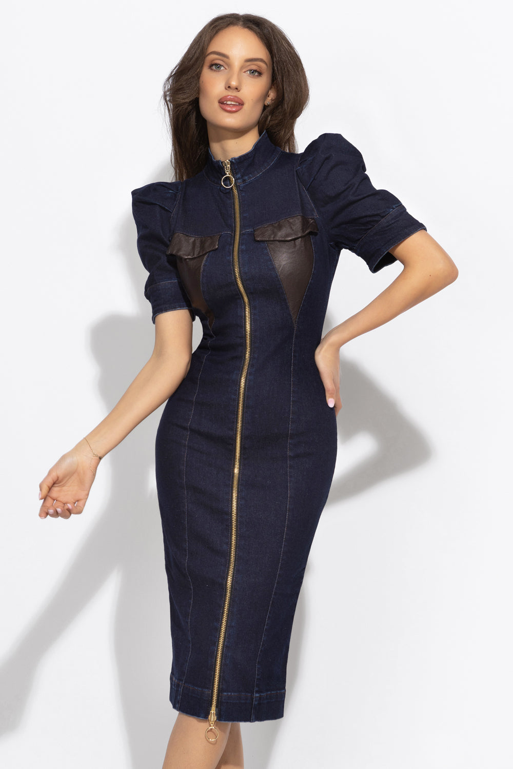 ROBE À MANCHES TUBE EN DENIM - ESSENTIELS