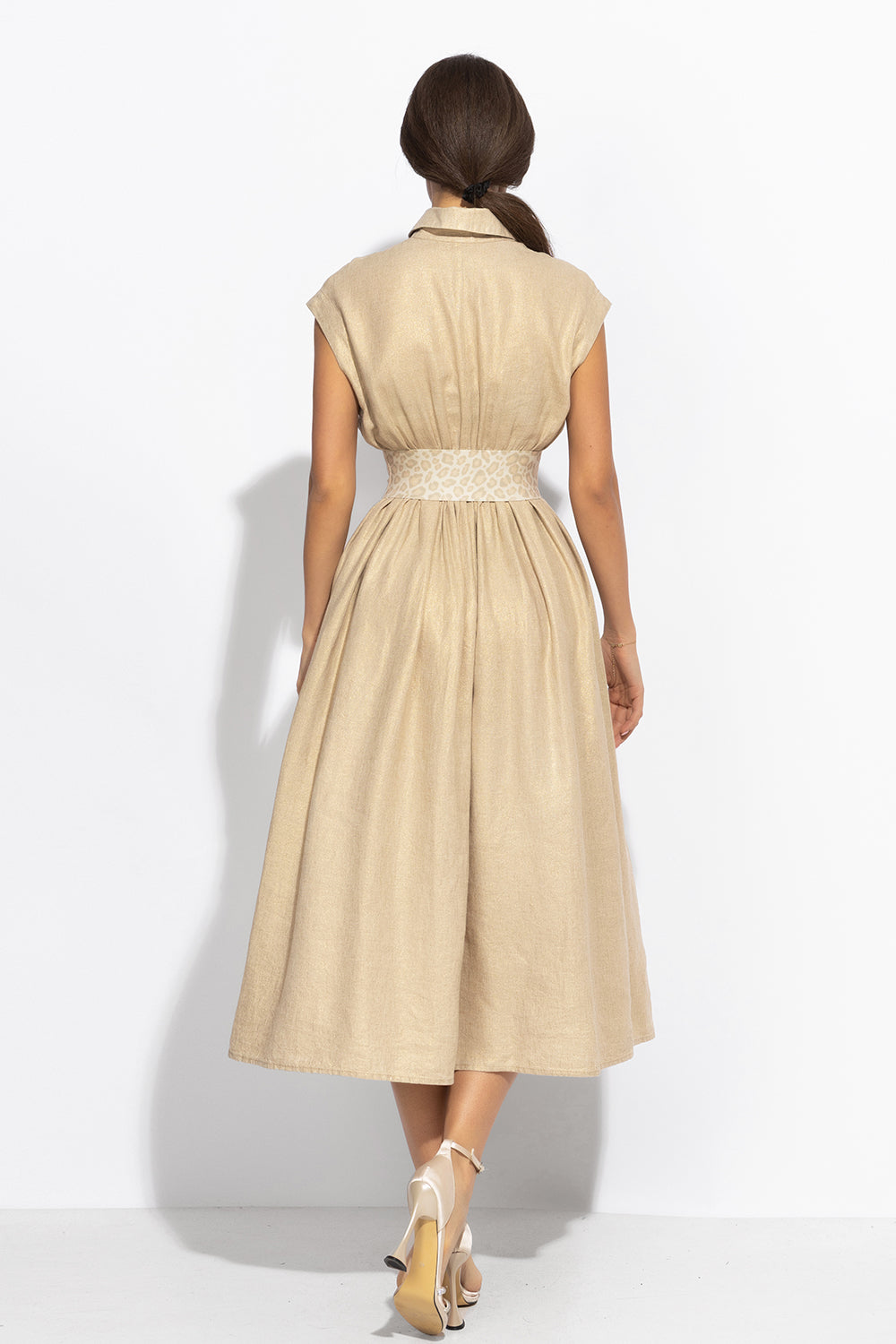 ROBE LONGUE EN LIN AVEC CEINTURE AMOVIBLE - ESSENTIELS