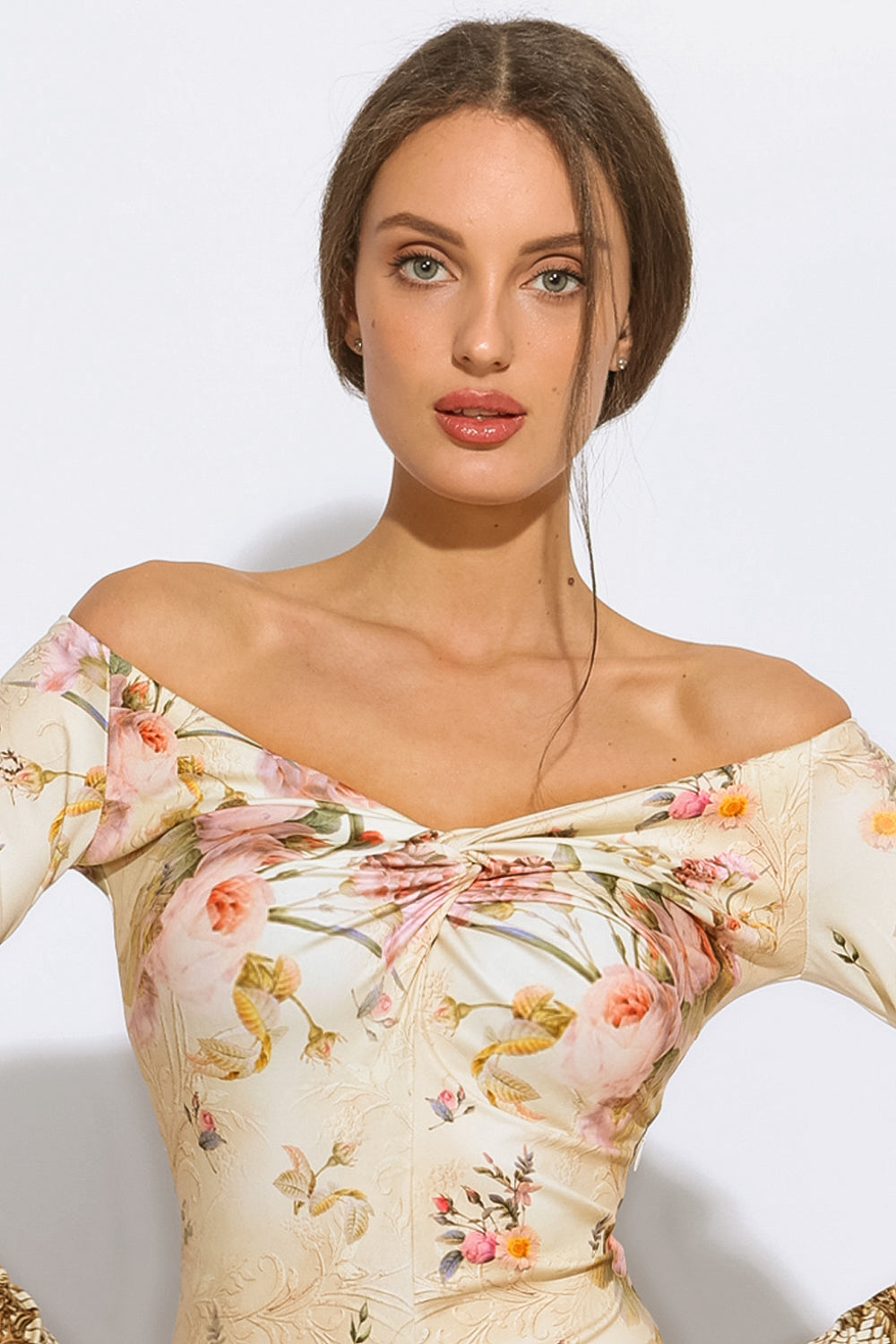 LONG SLEEVE FITTED DRESS - BAROQUE FLOWERS