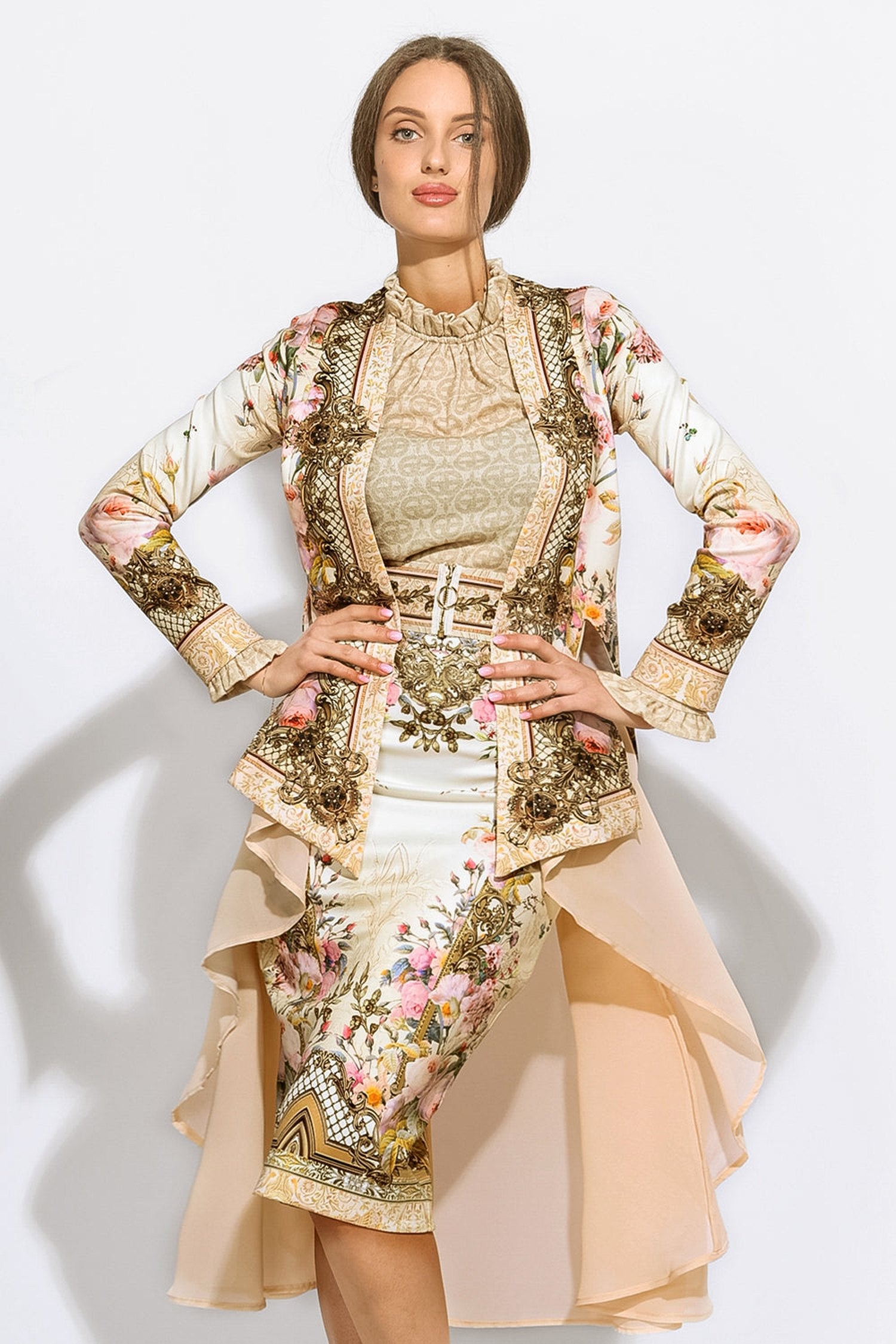 ÉCHARPE ÉLÉGANTE AVEC CHIFFON - FLEURS BAROQUES