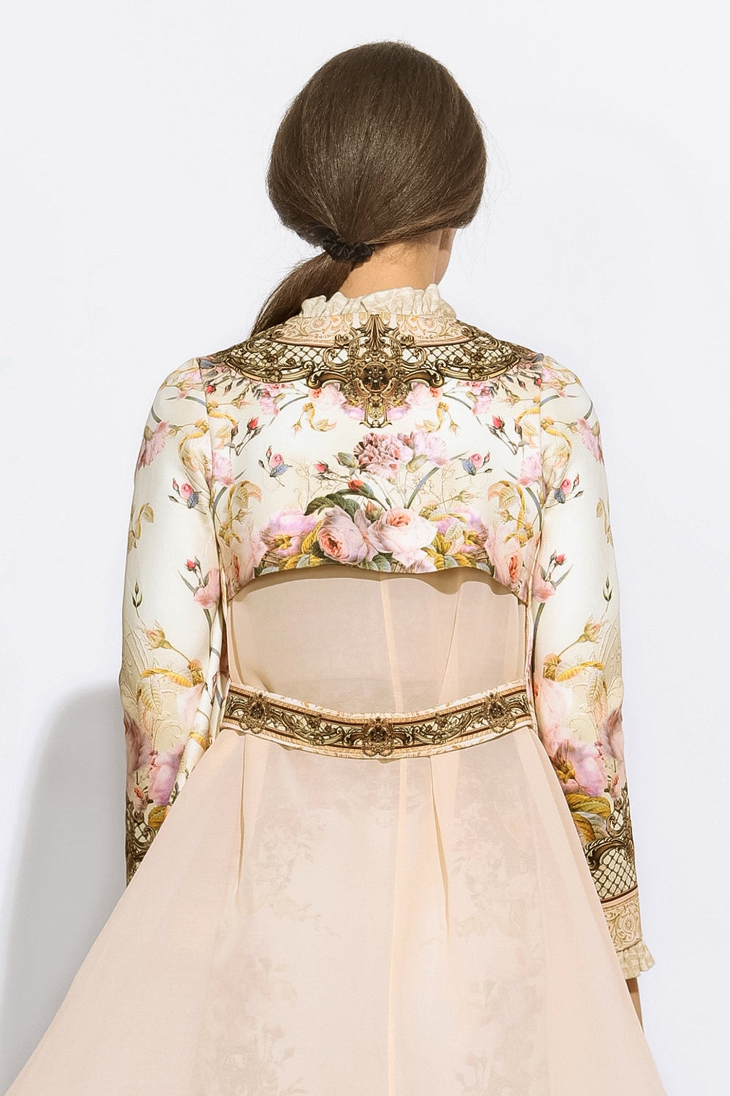 ÉCHARPE ÉLÉGANTE AVEC CHIFFON - FLEURS BAROQUES