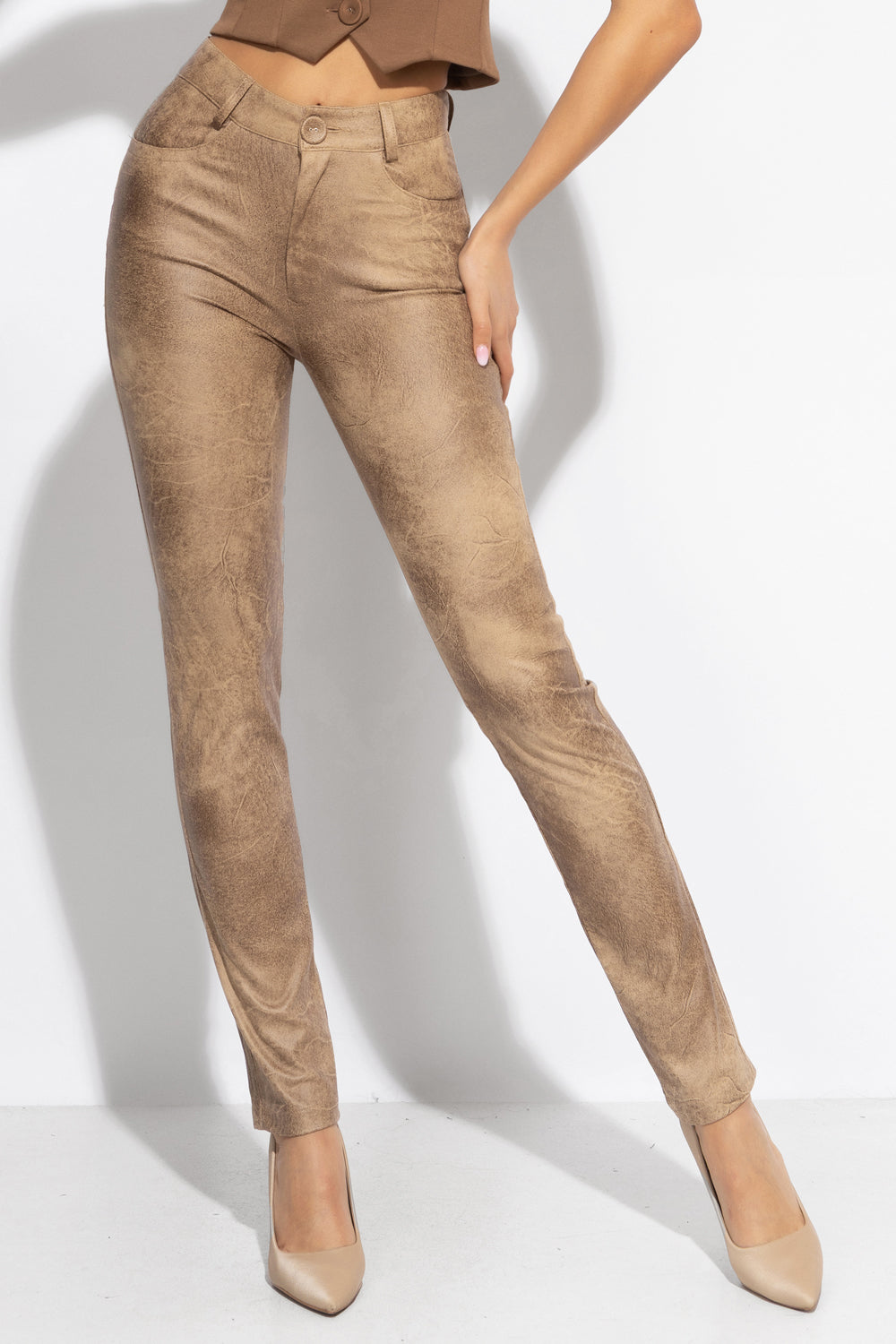 SKINNY 5-POCKET PANTS IN CAPPUCCINO - ESSENTIALS