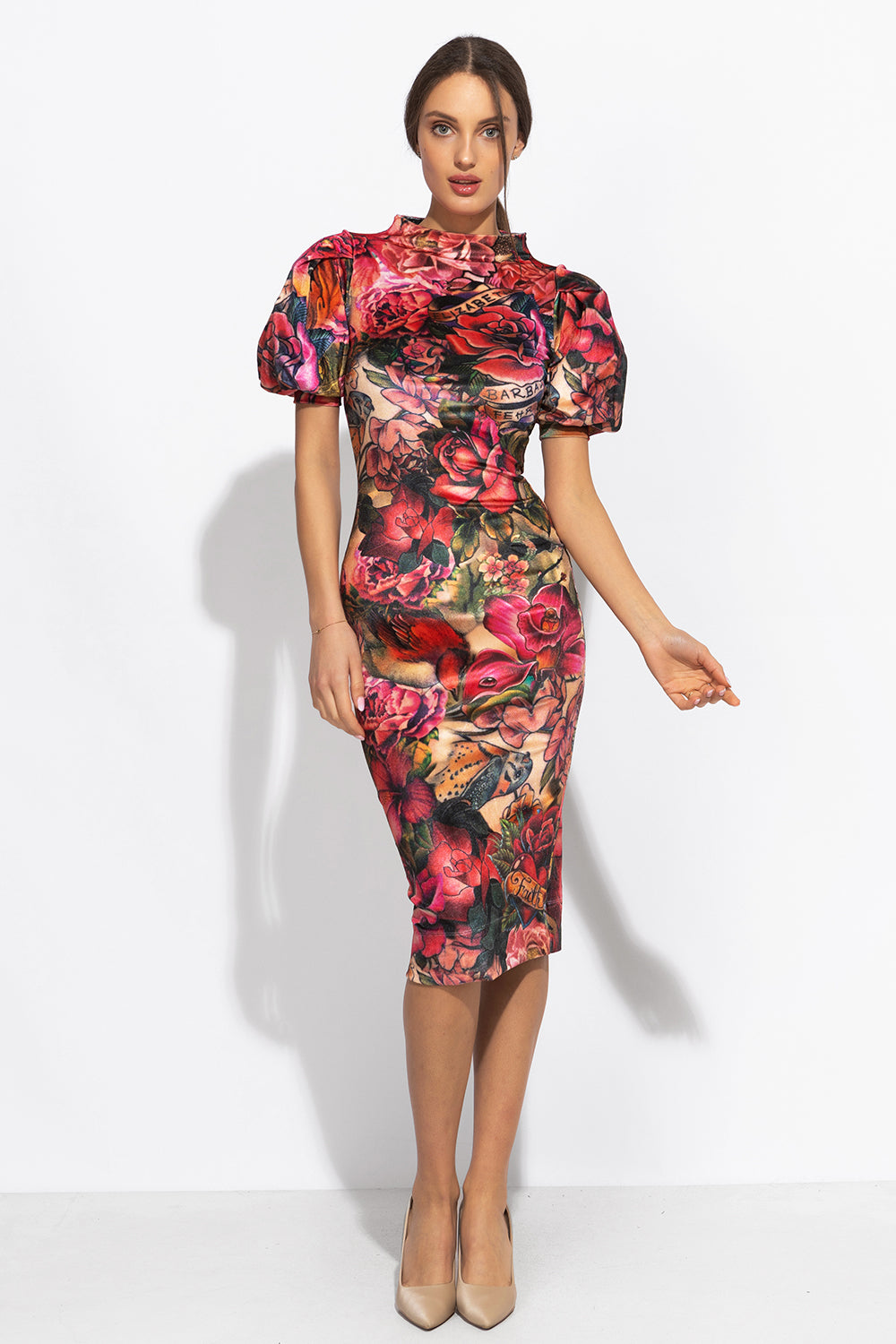 ROBE AJUSTÉE EN VELOURS LISSE - ÉTOILE TATOUAGE