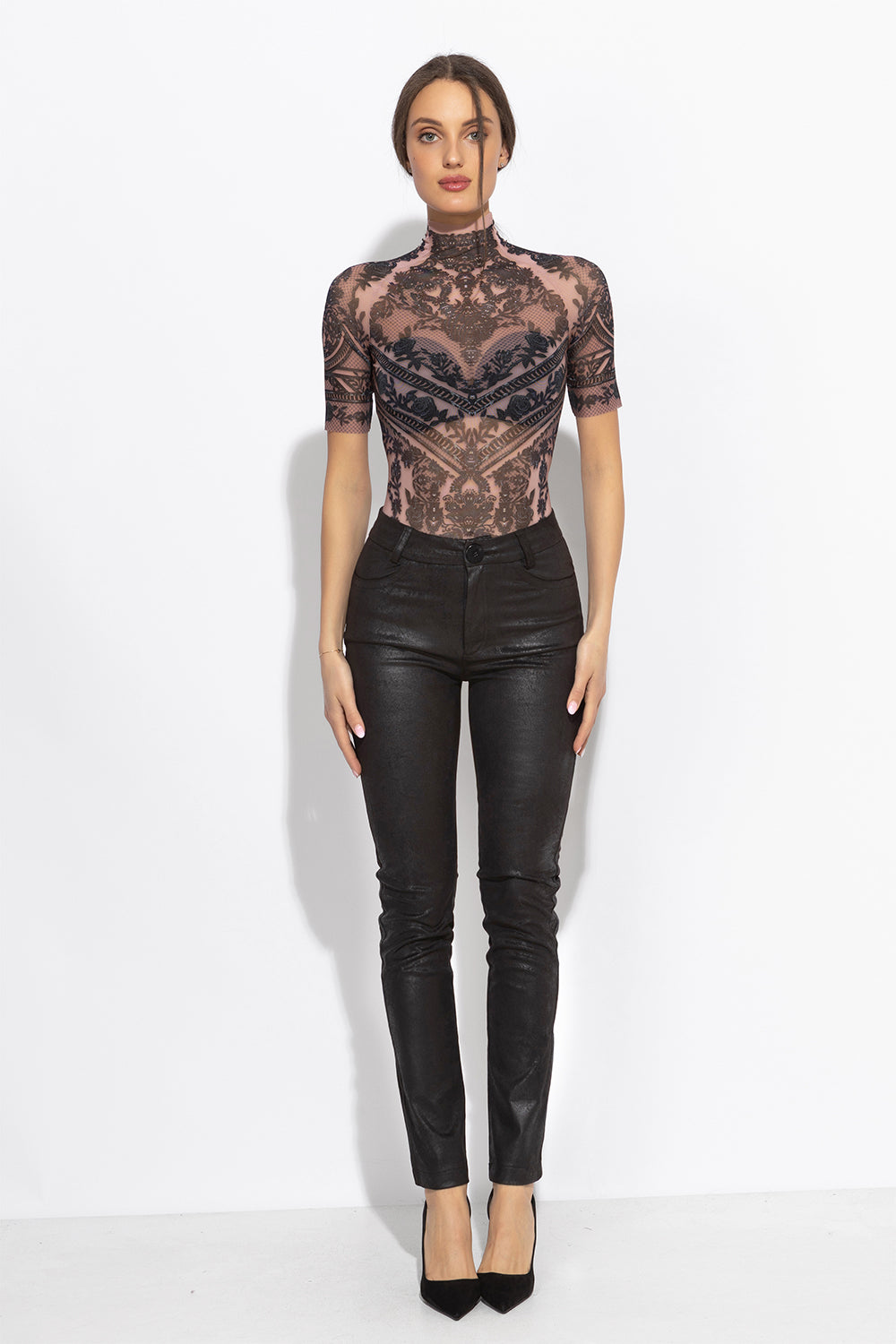 PANTALON SLIM TAILLE HAUTE NOIR - ESSENTIELS