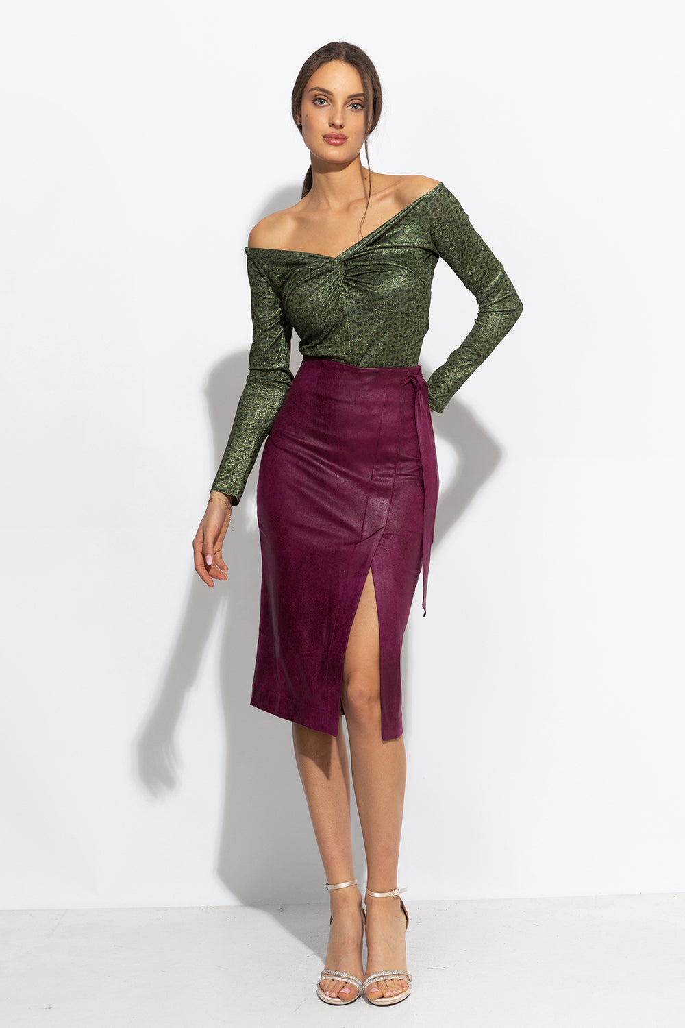 BURGUNDY WRAP SKIRT - ESSENTIALS