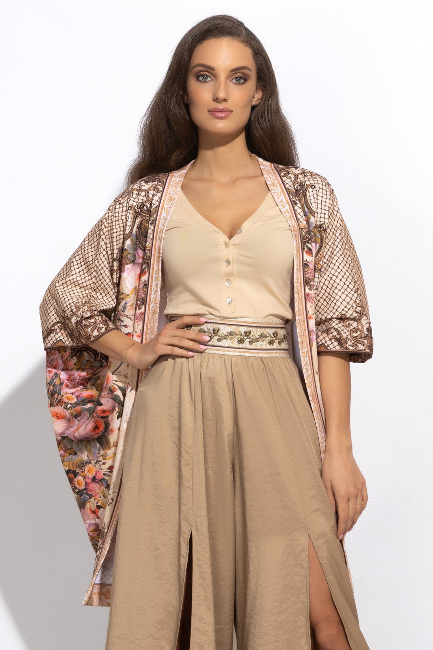 Cardigan en éponge française - Fleurs baroques