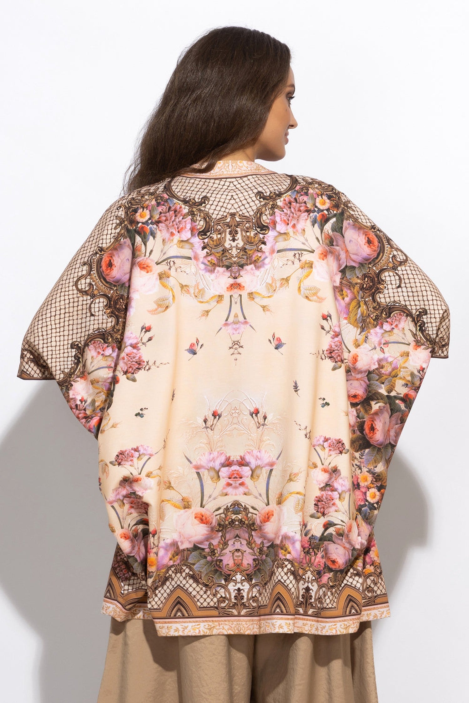 Cardigan en éponge française - Fleurs baroques