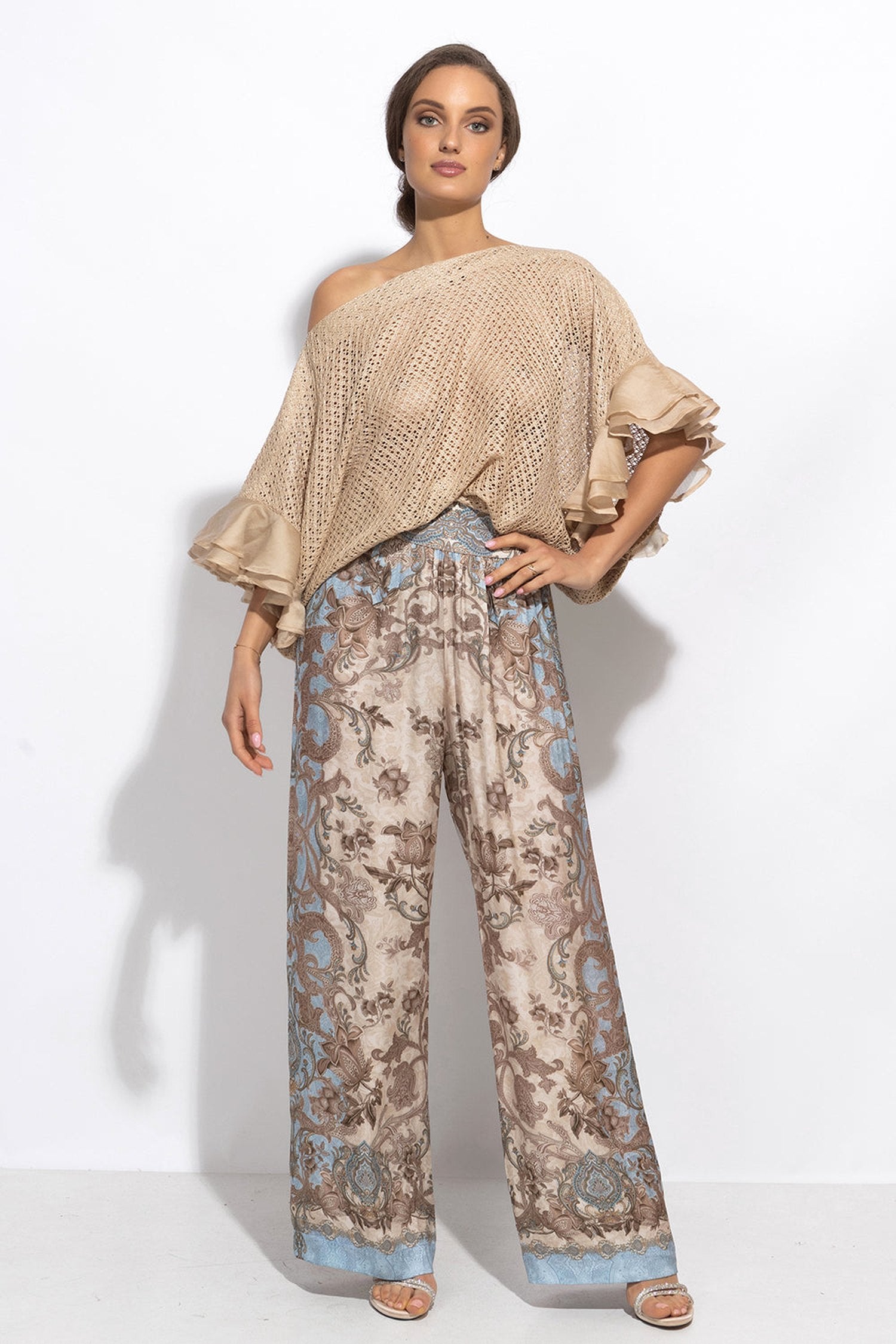 PANTALON AMPLE EN VISCOSE SATINÉE - CIEL PAISLEY