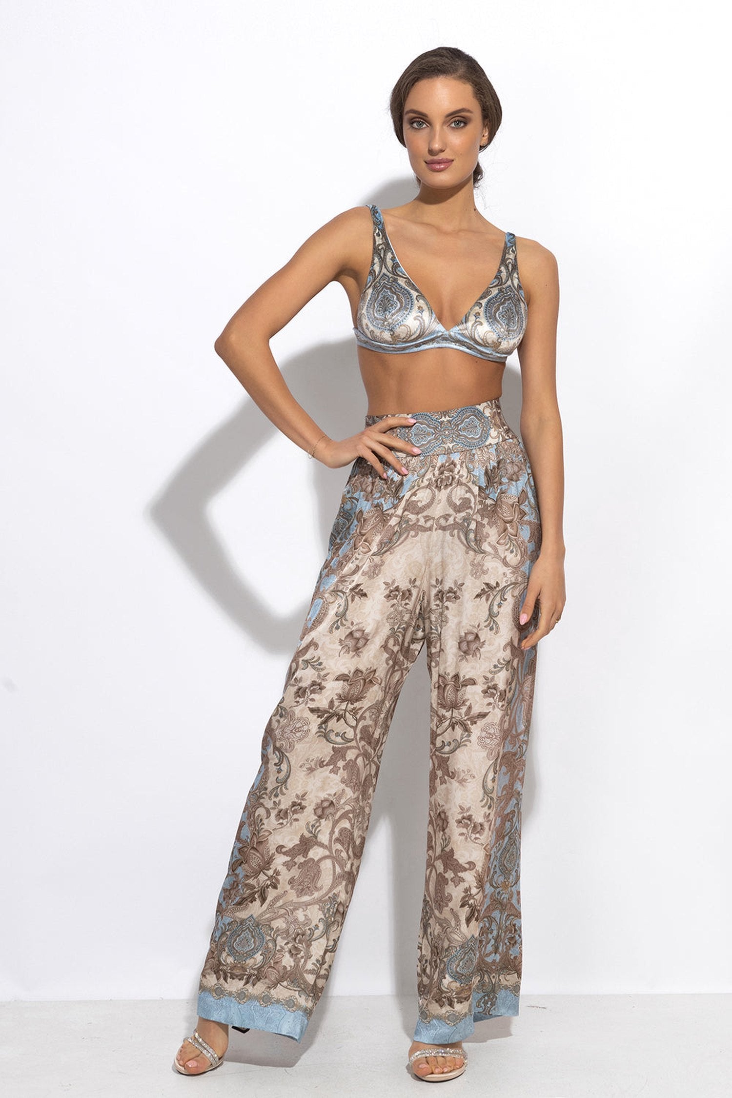 PANTALON AMPLE EN VISCOSE SATINÉE - CIEL PAISLEY