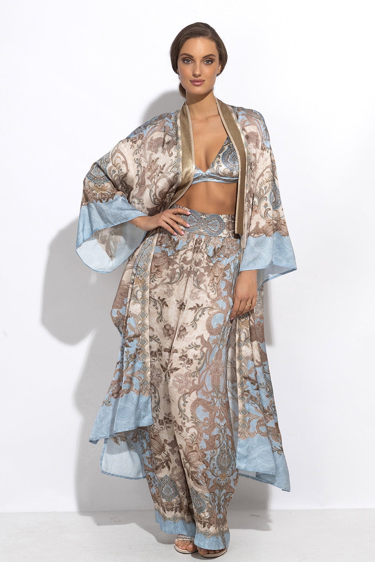 PANTALON AMPLE EN VISCOSE SATINÉE - CIEL PAISLEY