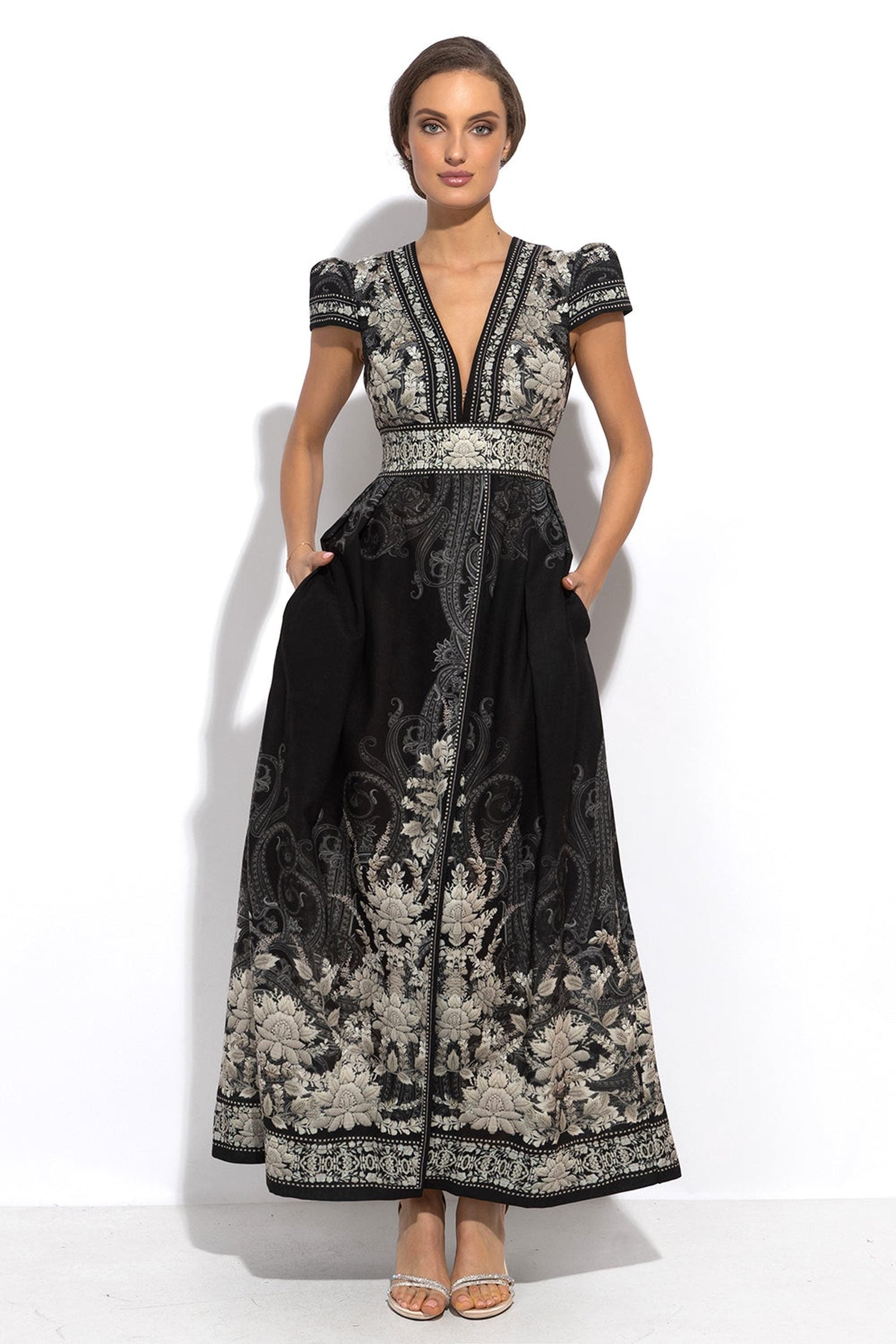 Robe longue taille empire Gracia lin en lin - Lotus gelé