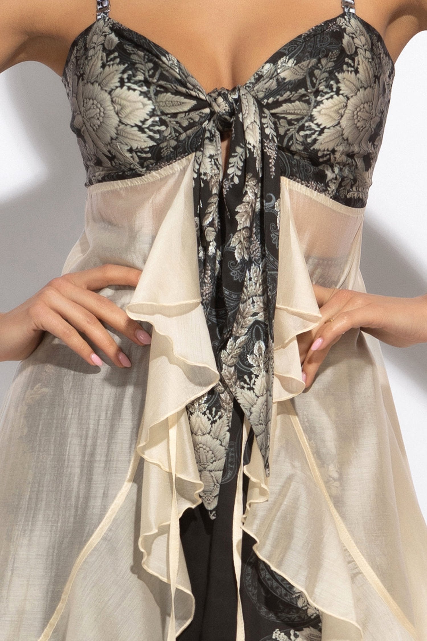TUNIQUE LONGUE À VOLANTS EN LYOCELL ET VISCOSE - LOTUS GELÉ