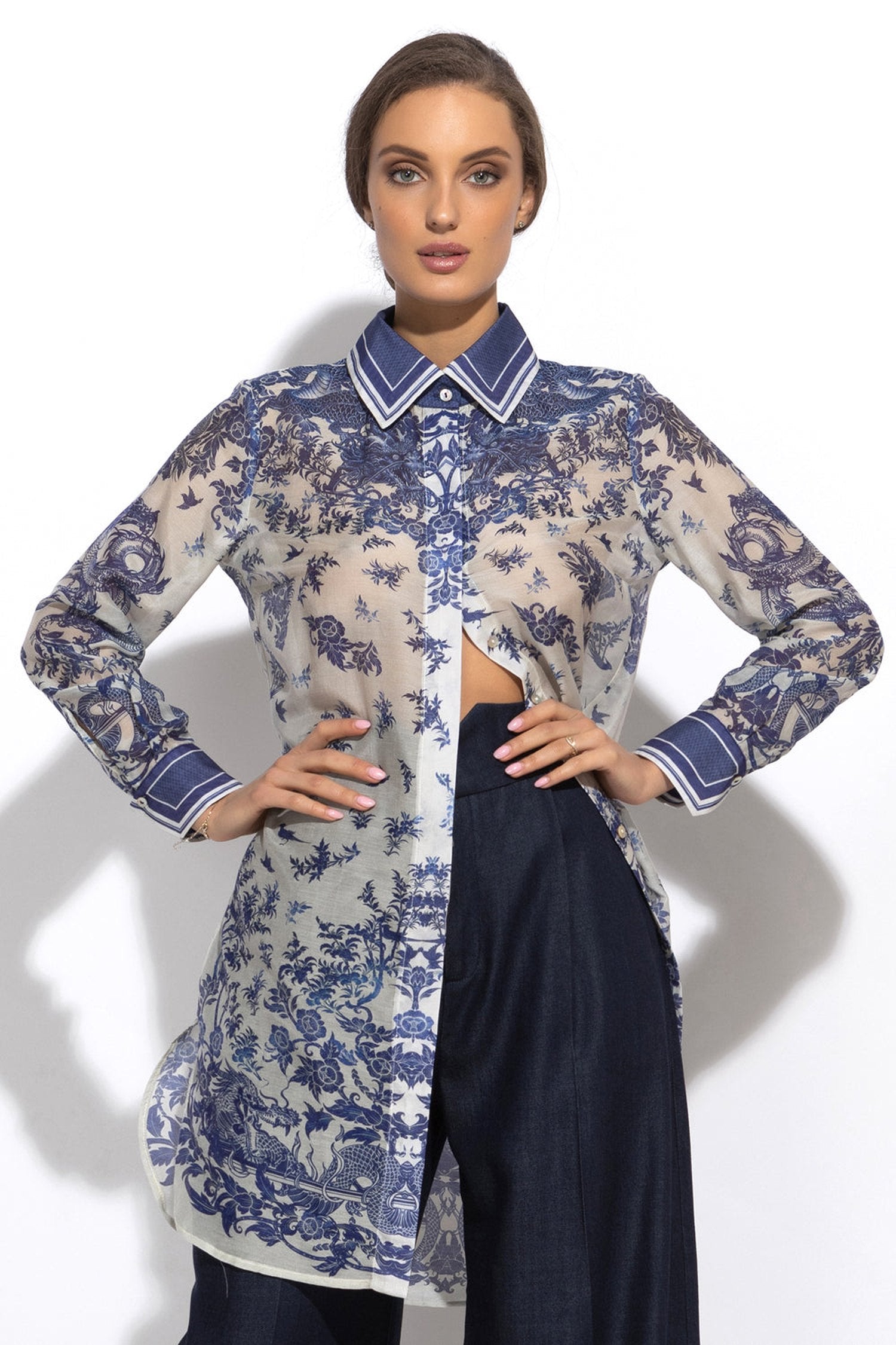 Chemise longue en viscose de soie - Asia Sky