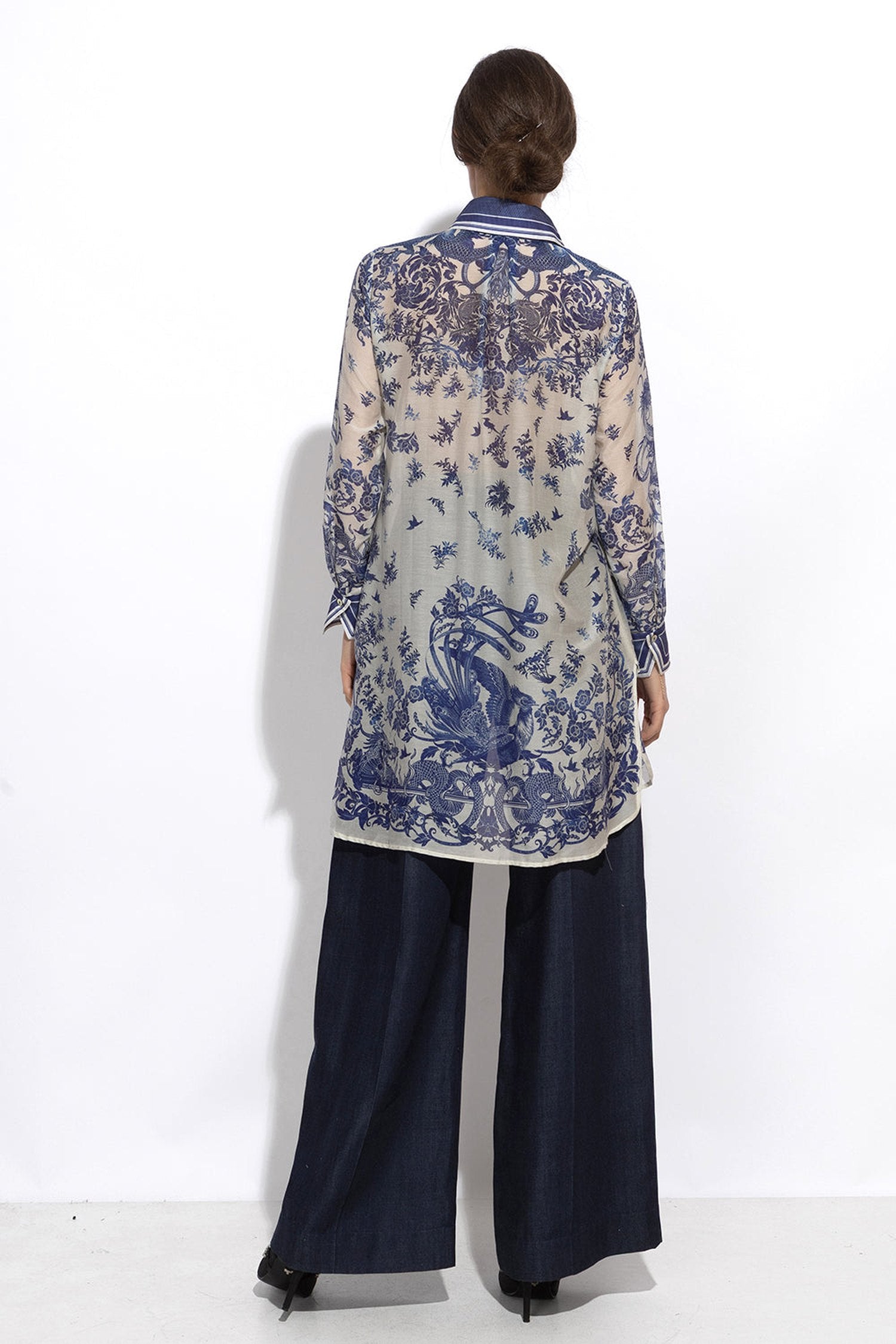 Chemise longue en viscose de soie - Asia Sky