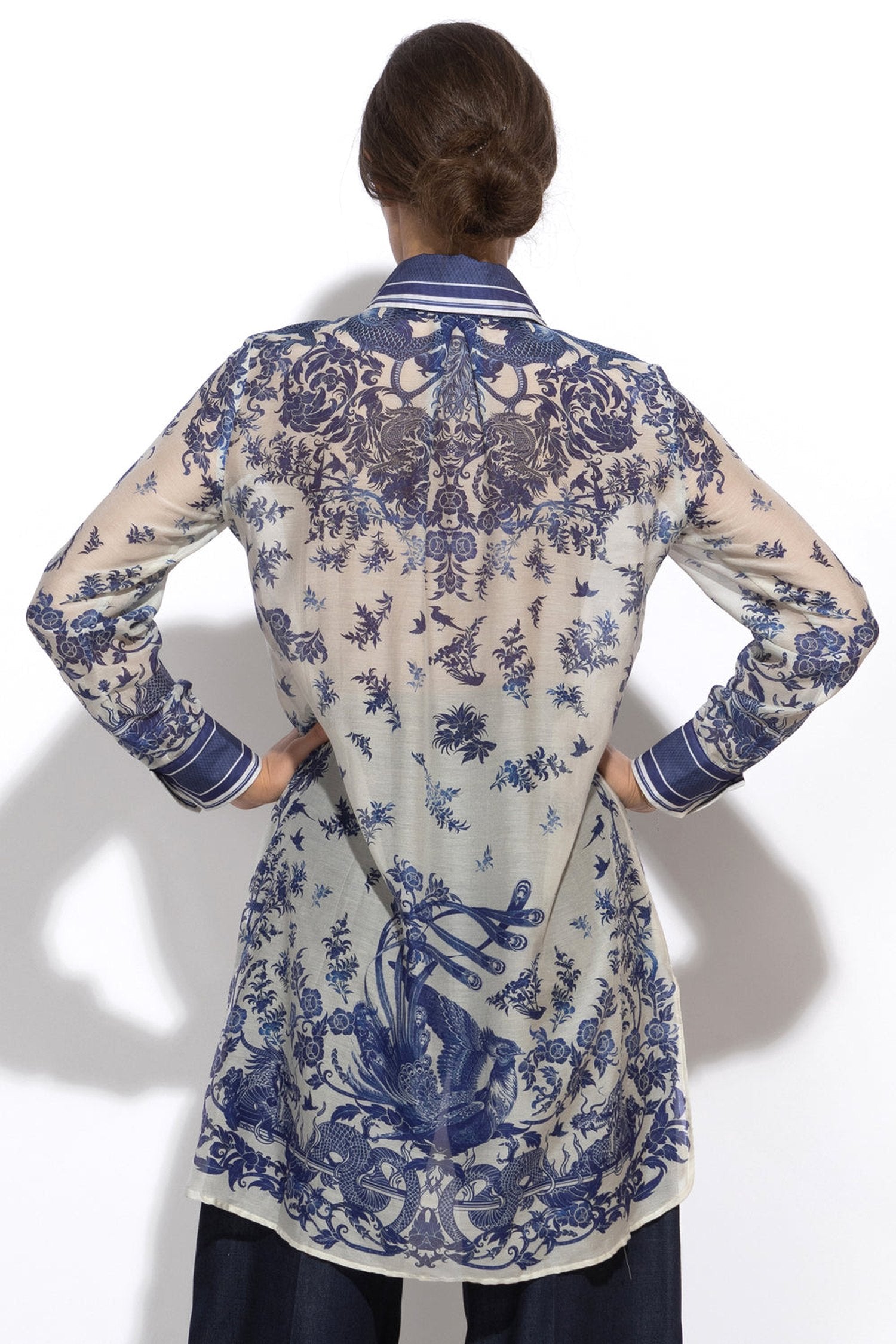 Chemise longue en viscose de soie - Asia Sky