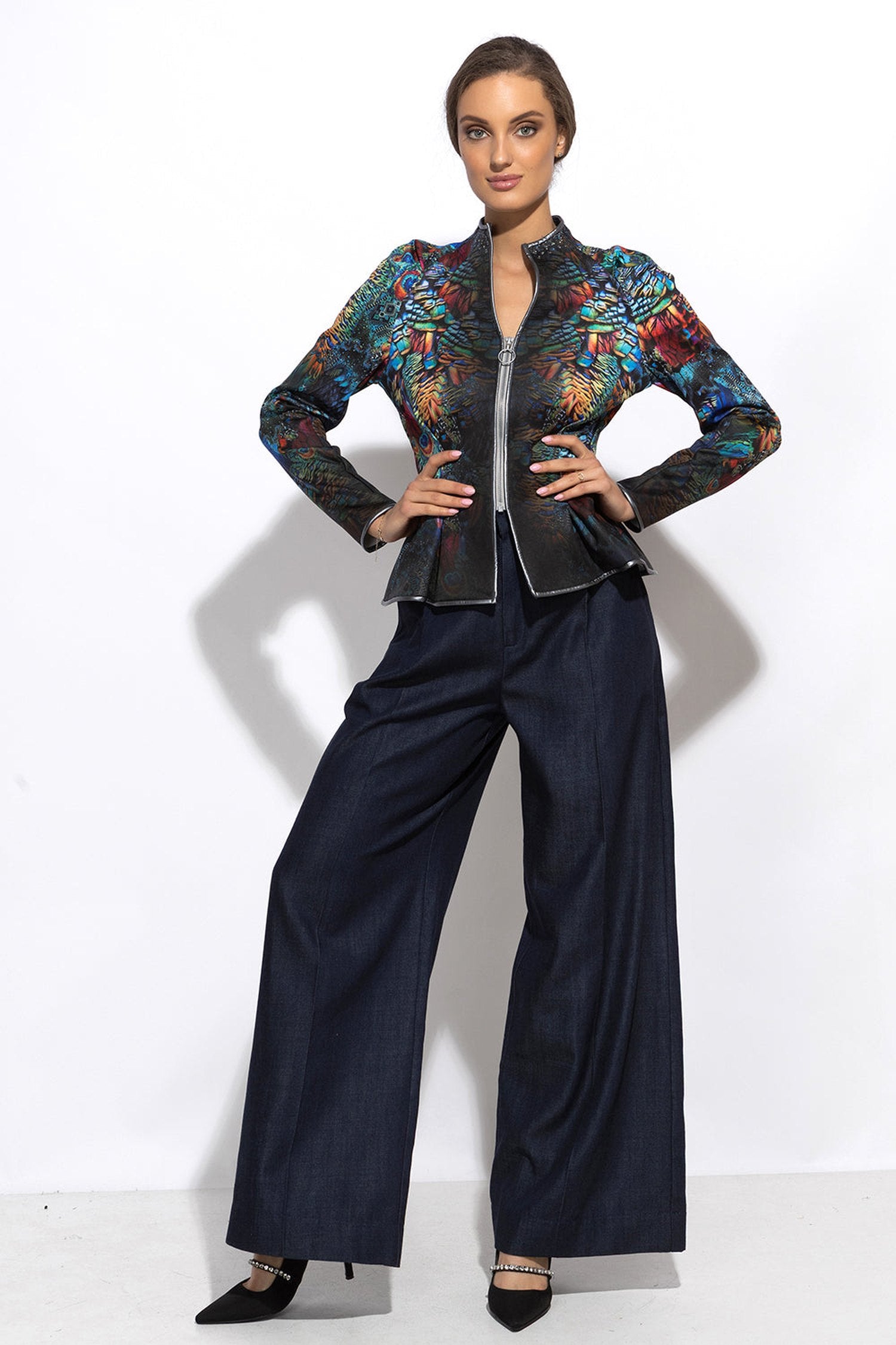 TENCEL DENIM PANTS WITH HIGH WAIST AND WIDE LEG - ESSENTIALS