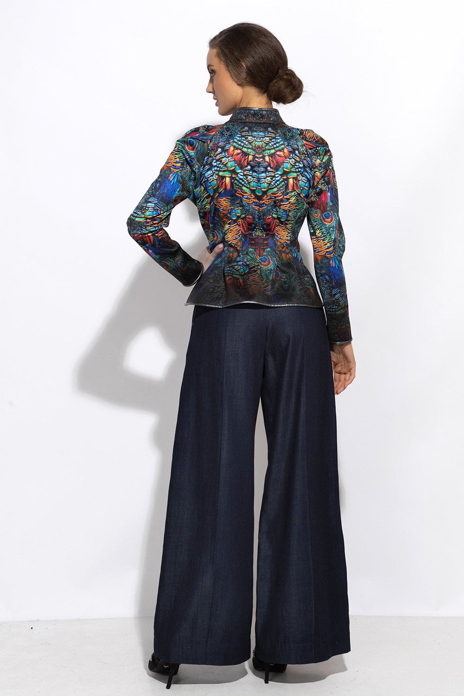 TENCEL DENIM PANTS WITH HIGH WAIST AND WIDE LEG - ESSENTIALS