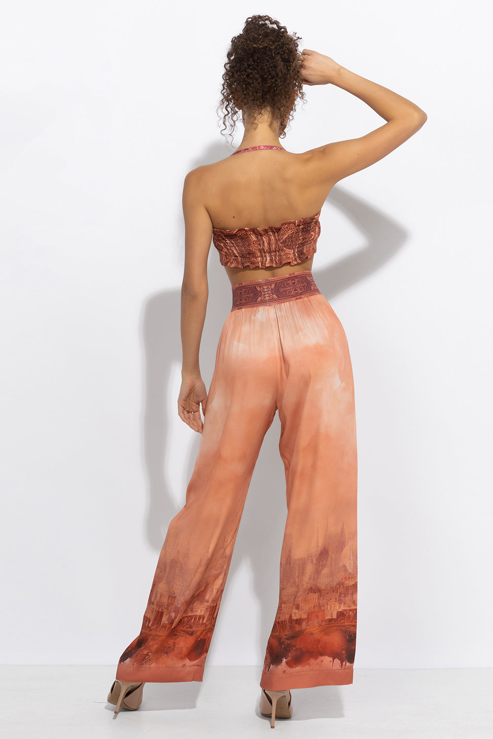 VISCOSE WIDE-LEG TROUSERS WITH ELASTIC WAIST - ANCIENT TOWN