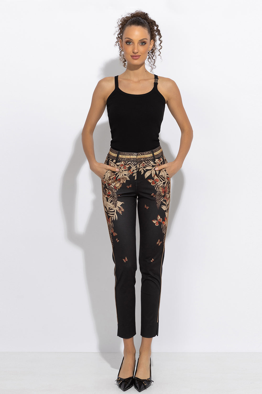 CLASSIC VISCOSE PANTS - MIDNIGHT BUTTERFLIES JIORO КЛАСИЧЕСКИ ПАНТАЛОН ОТ ВИСКОЗА - MIDNIGHT BUTTERFLIES JIORO
