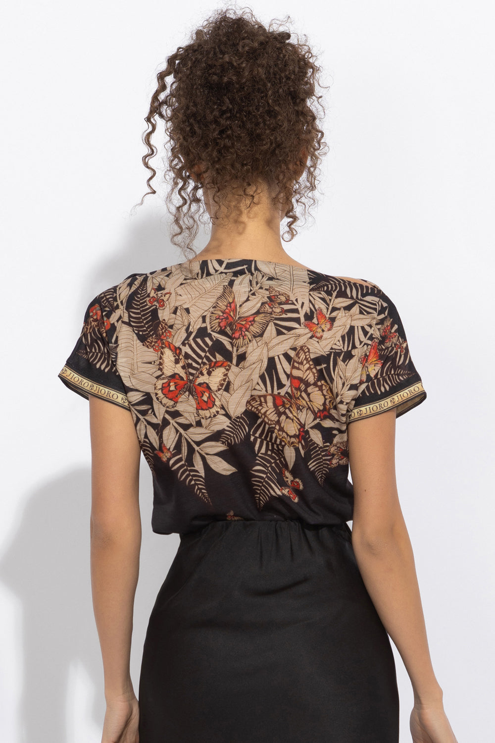 RELAXED FIT DROPPED SHOULDER BLOUSE - MIDNIGHT BUTTERFLIES