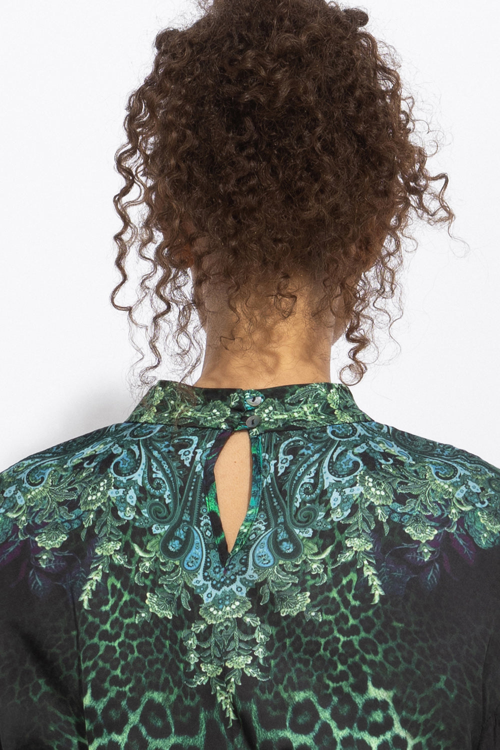 VISCOSE CAFTAN WITH FEATHERS - LEO NEON GREEN