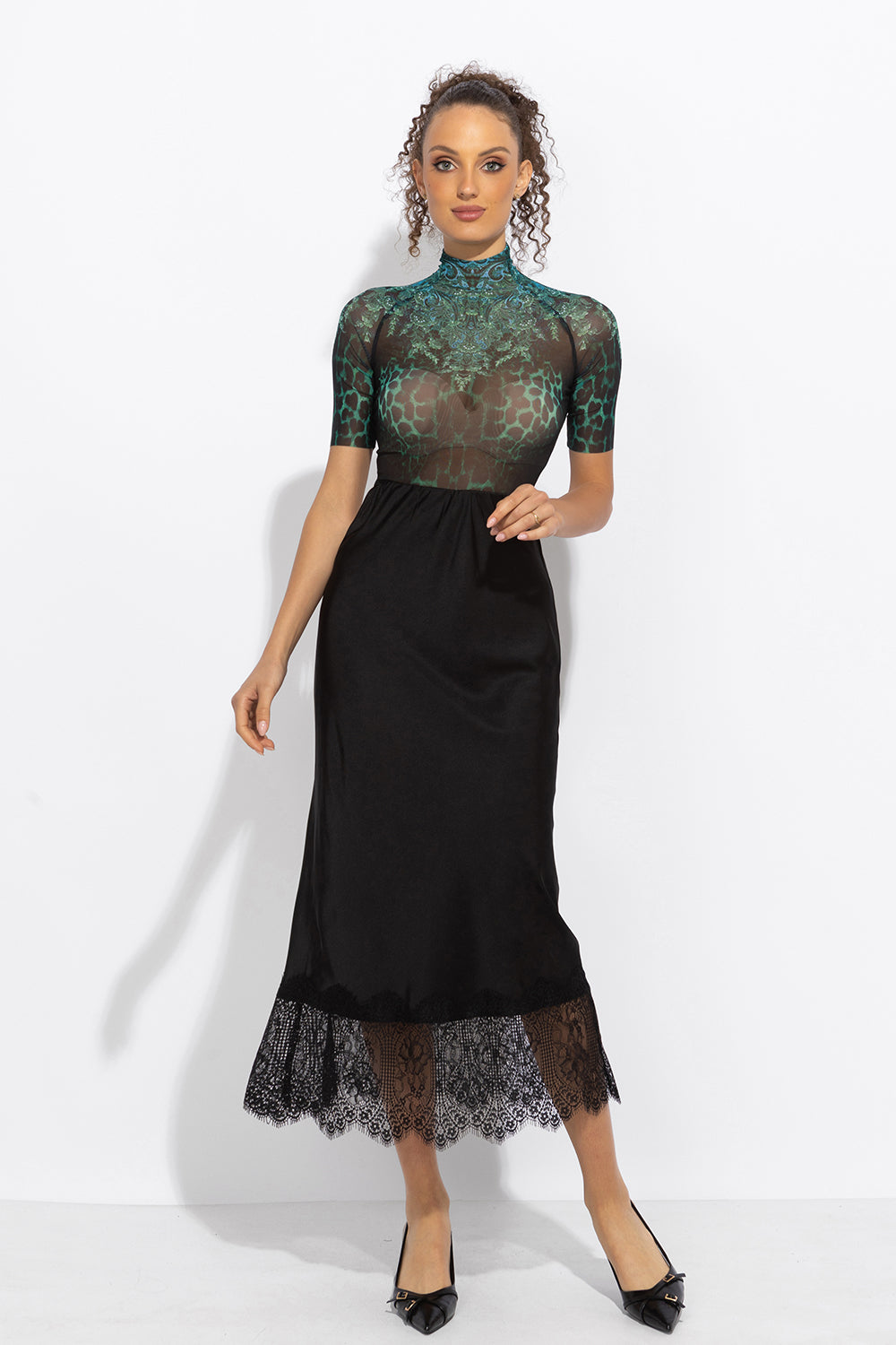 SHORT SLEEVE MESH BODYSUIT - LEO NEON GREEN