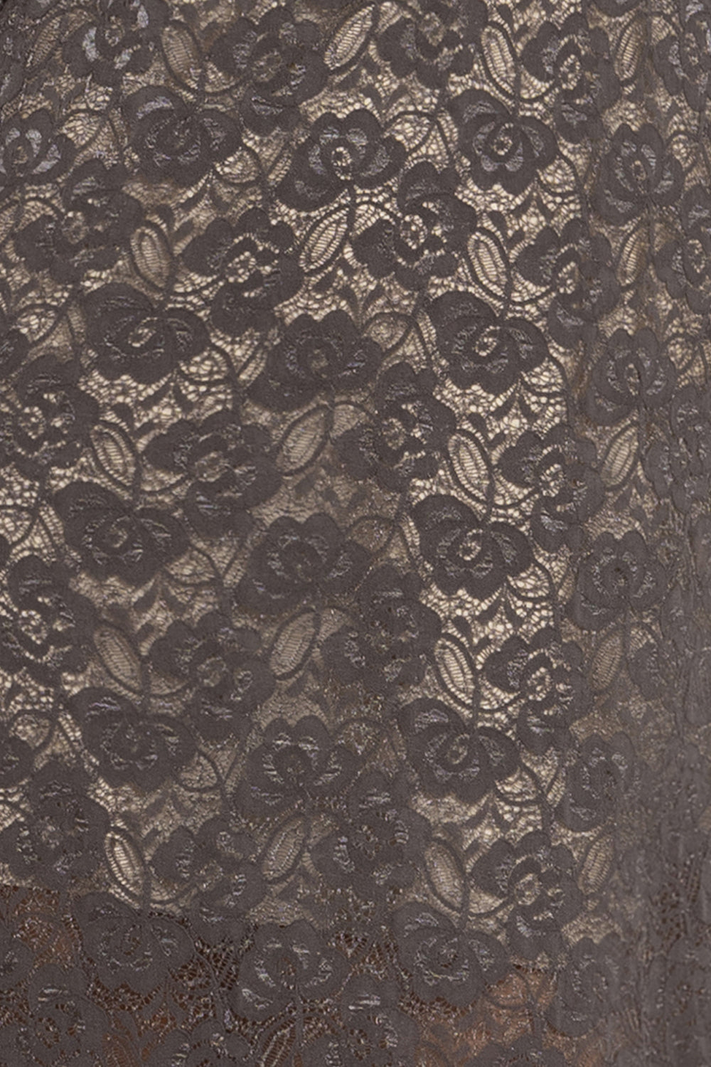 LONG A-LINE LACE DRESS WITH BOAT NECKLINE IN MOCHA - ESSENTIALS JIORO ДЪЛГА ДАНТЕЛЕНА РОКЛЯ В МОКА - ESSENTIALS JIORO