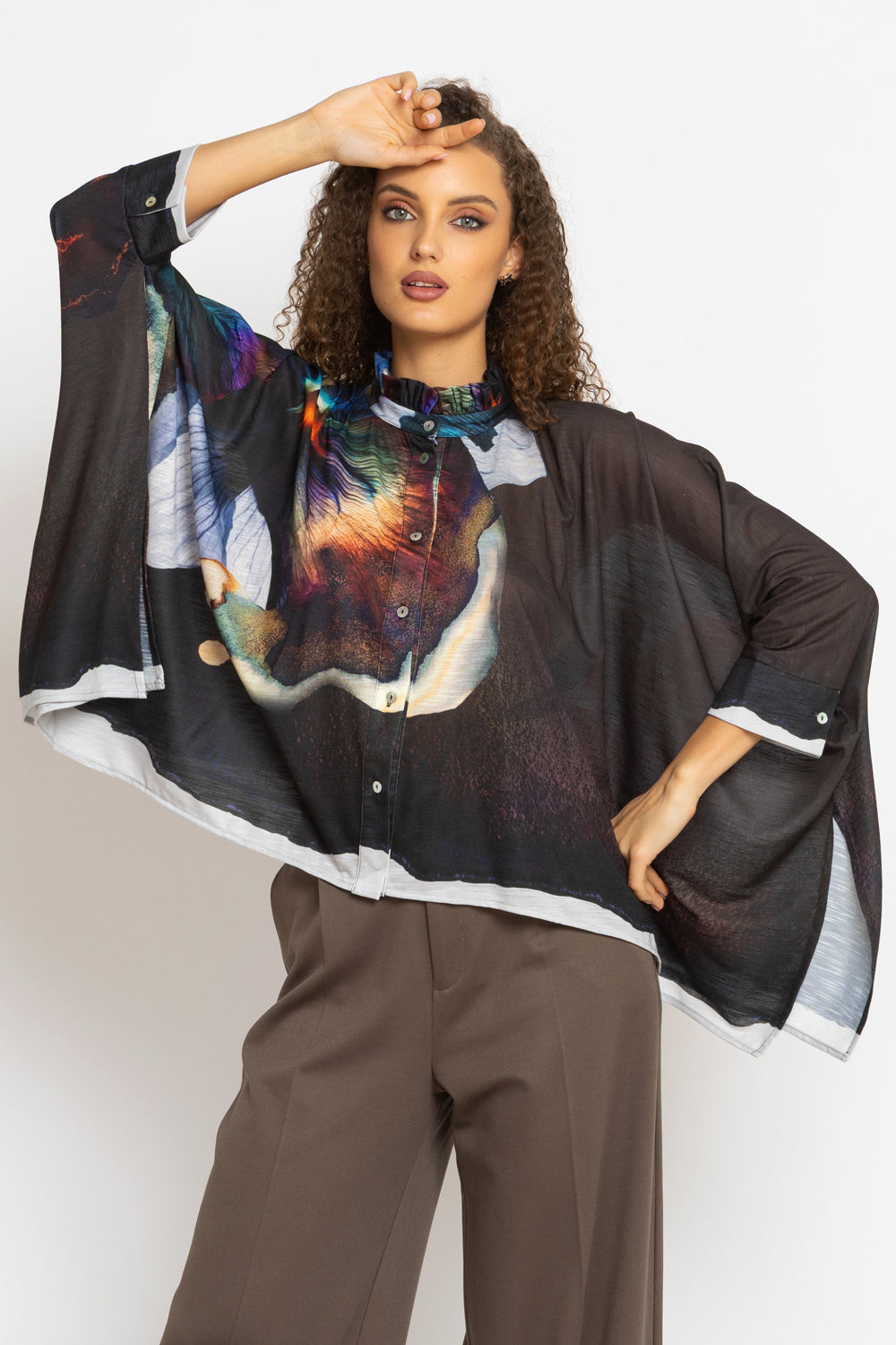 SQUARE TUNIC WITH RUFFLED COLLAR - VIOLET JIORO ΠΠ‘ΠΠΠΠ’Π ΠΠ§ΠΠ ΠΠΠΠΠ ΠΠ’ΠΠ Π’Π£ΠΠΠΠ - VIOLET JIORO