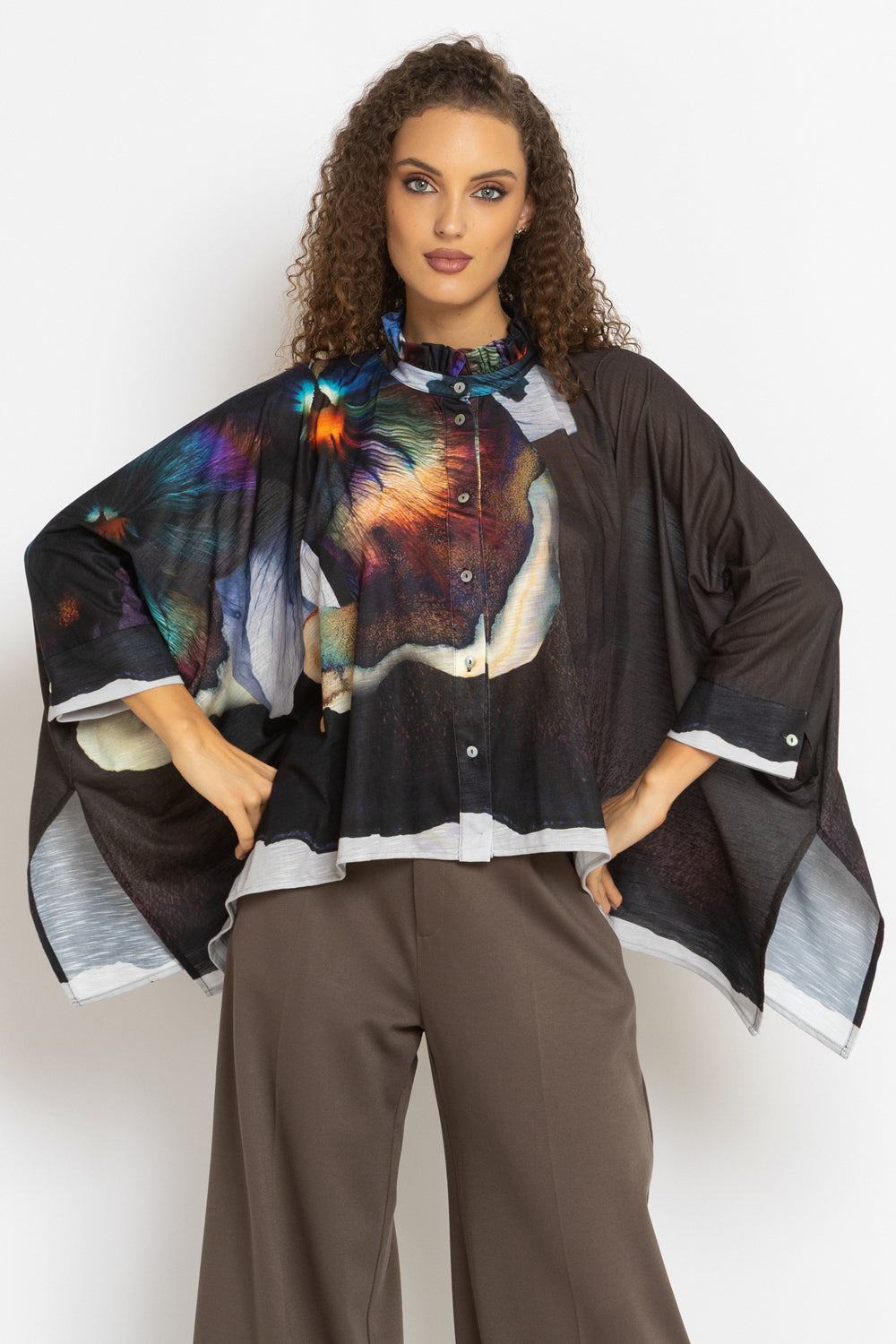 SQUARE TUNIC WITH RUFFLED COLLAR - VIOLET JIORO ΠΠ‘ΠΠΠΠ’Π ΠΠ§ΠΠ ΠΠΠΠΠ ΠΠ’ΠΠ Π’Π£ΠΠΠΠ - VIOLET JIORO