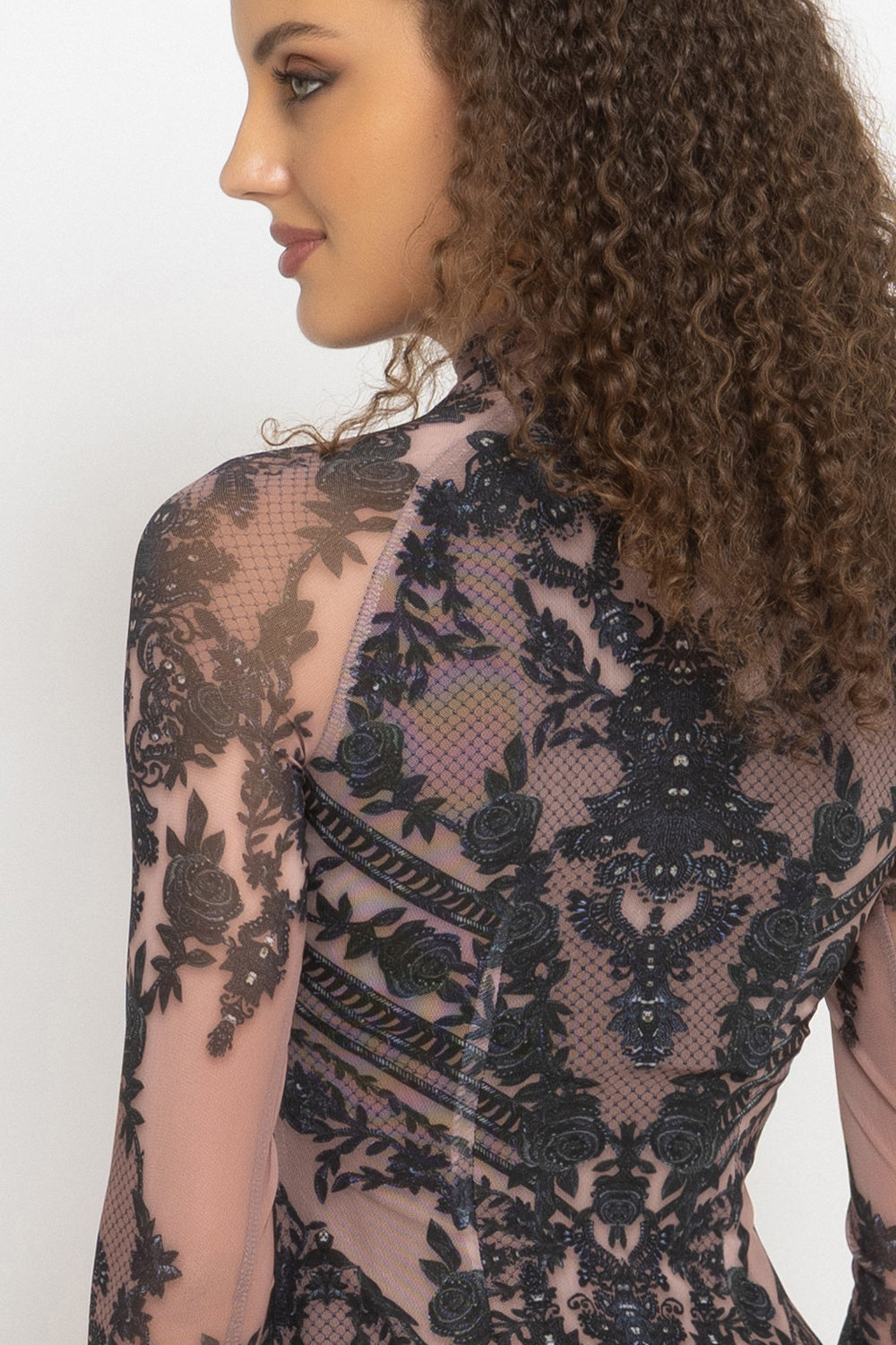 LONG FINE NET DRESS - GRAFFITI POWDER JIORO ДЪЛГА РОКЛЯ ОТ ФИНА МРЕЖА - GRAFFITI POWDER JIORO