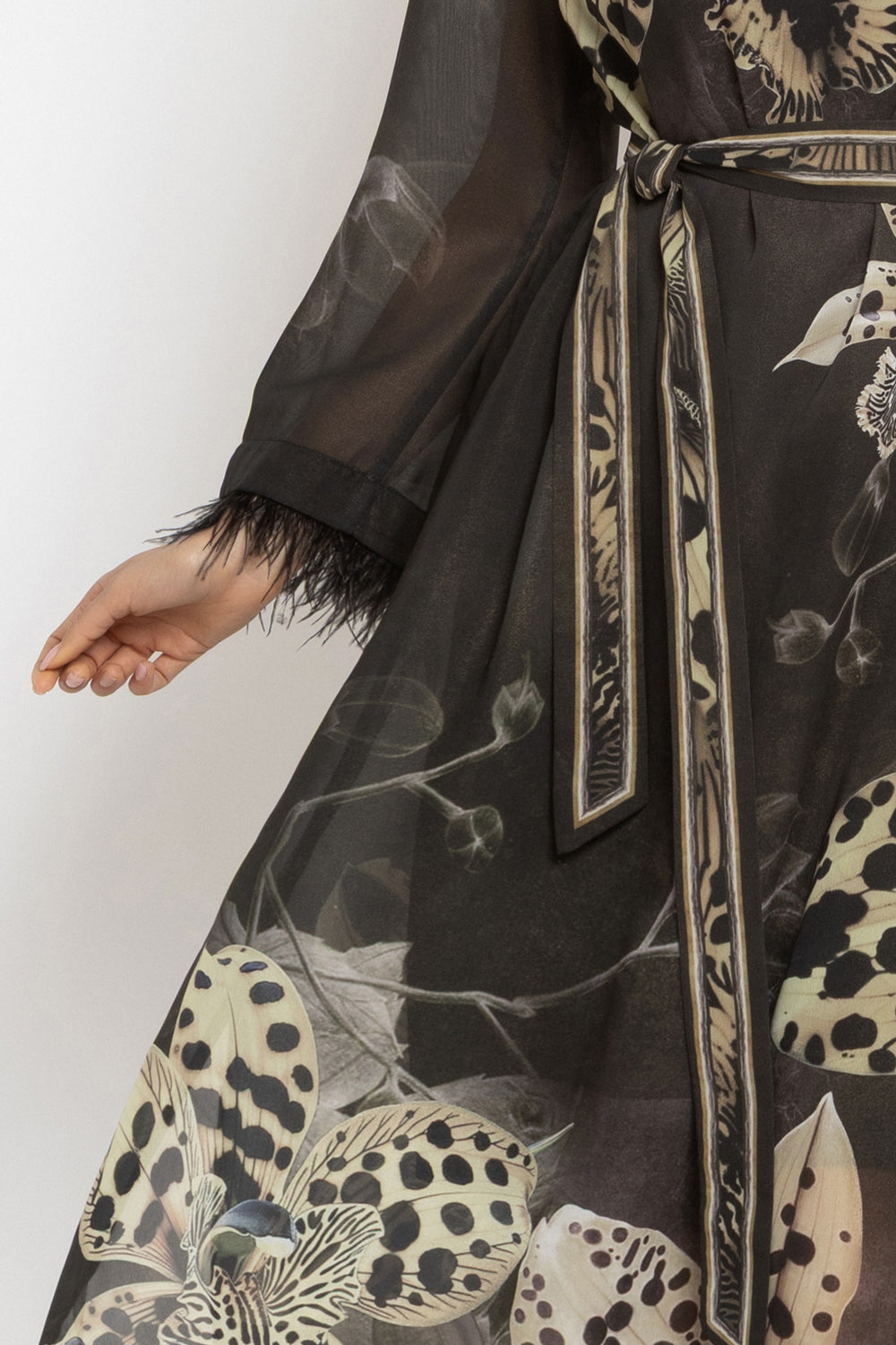 FRENCH CHIFFON CAFTAN DRESS - LEO ORCHID