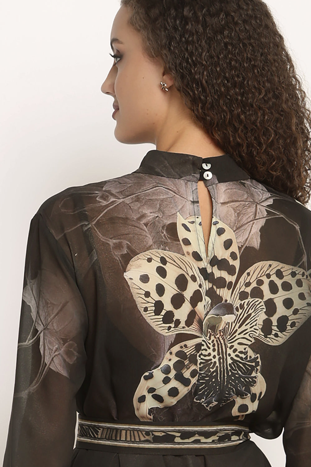 FRENCH CHIFFON CAFTAN DRESS - LEO ORCHID