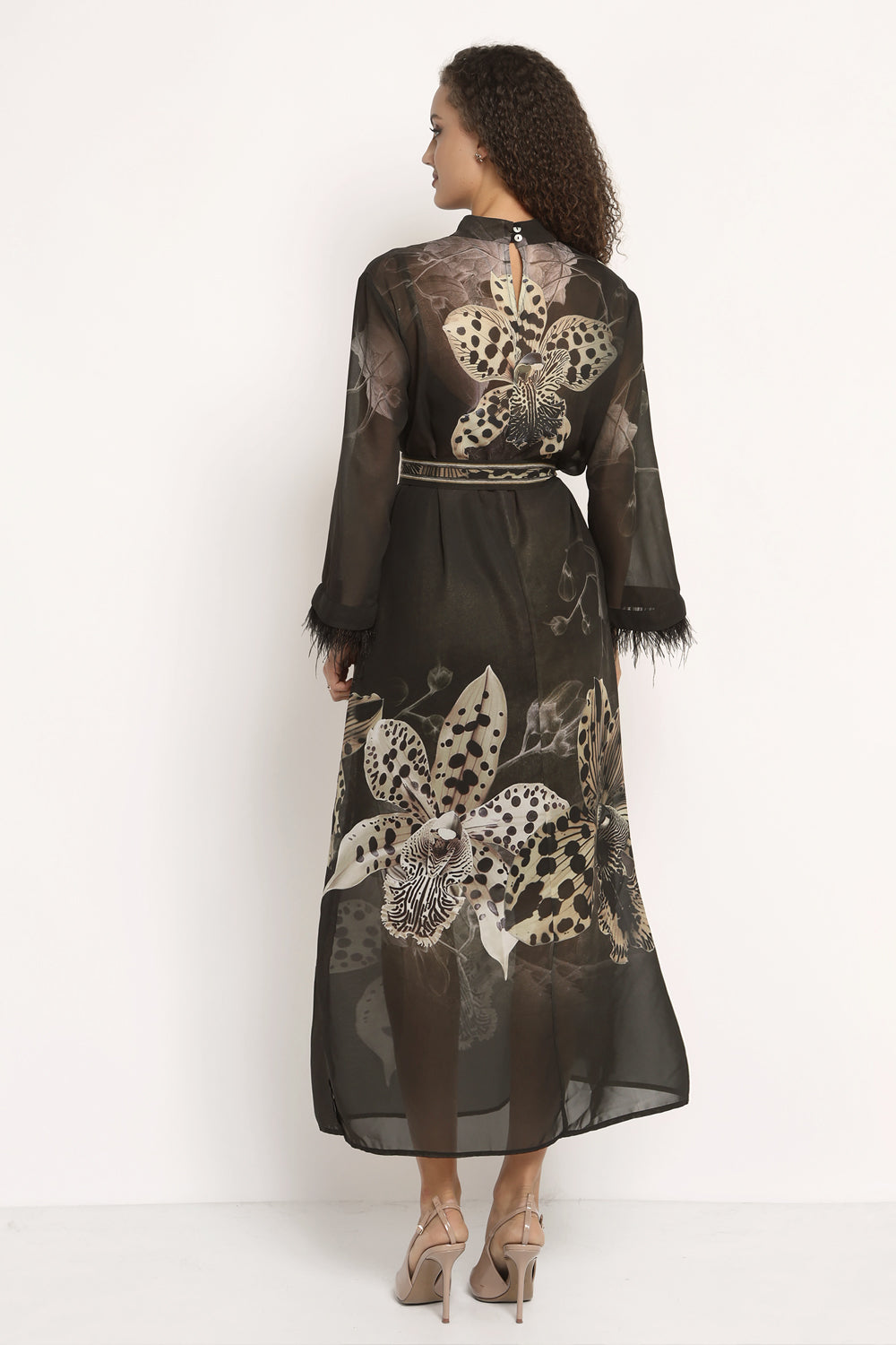 FRENCH CHIFFON CAFTAN DRESS - LEO ORCHID