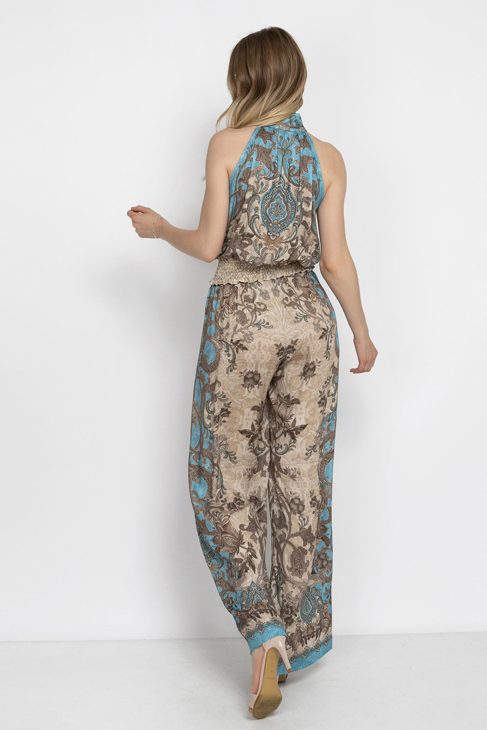 TOP COURT EN SATIN DE VISCOSE - CIEL PAISLEY