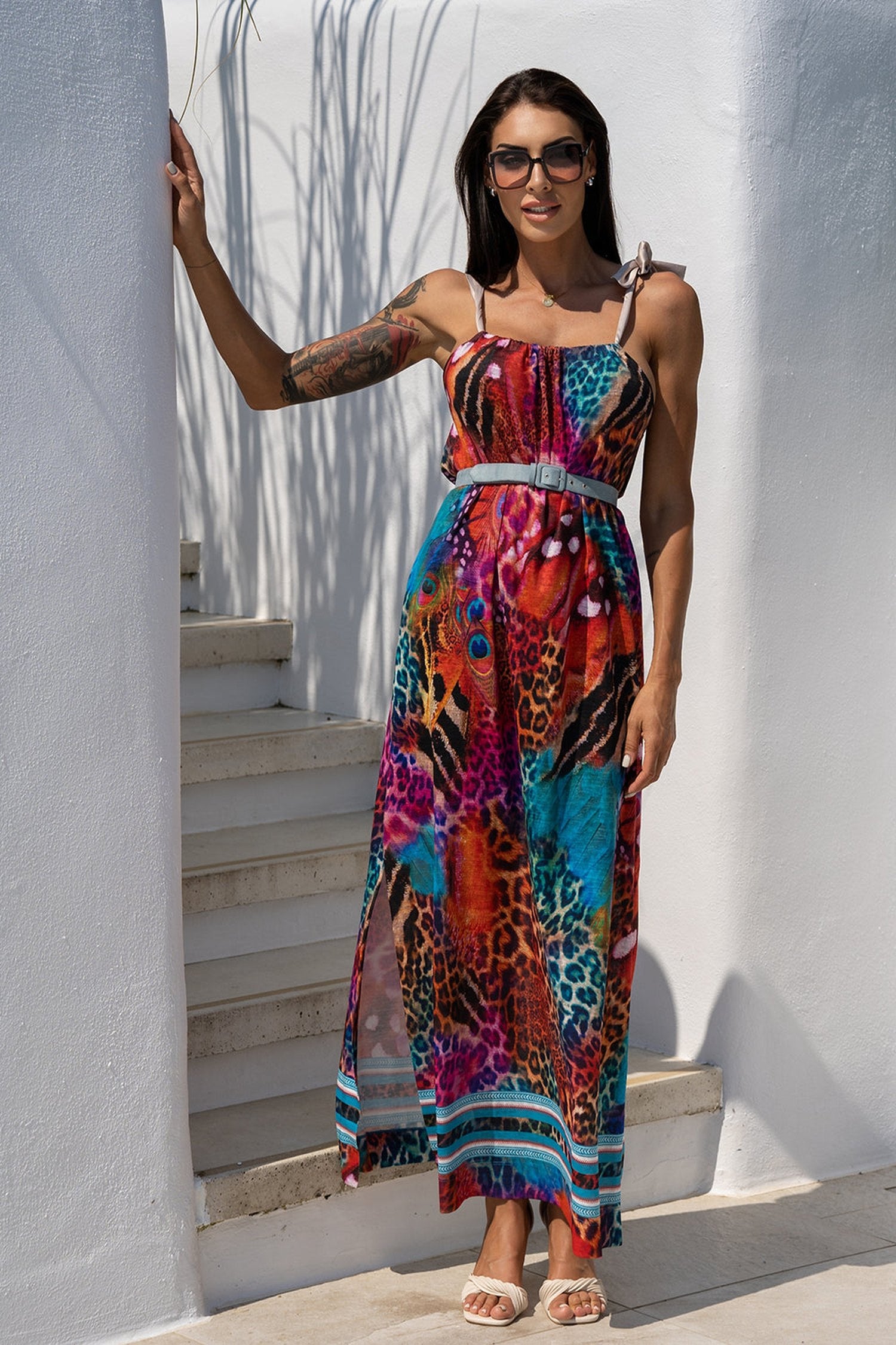 ROBE LONGUE LÂCHE - LÉOPARD NÉON SAUVAGE