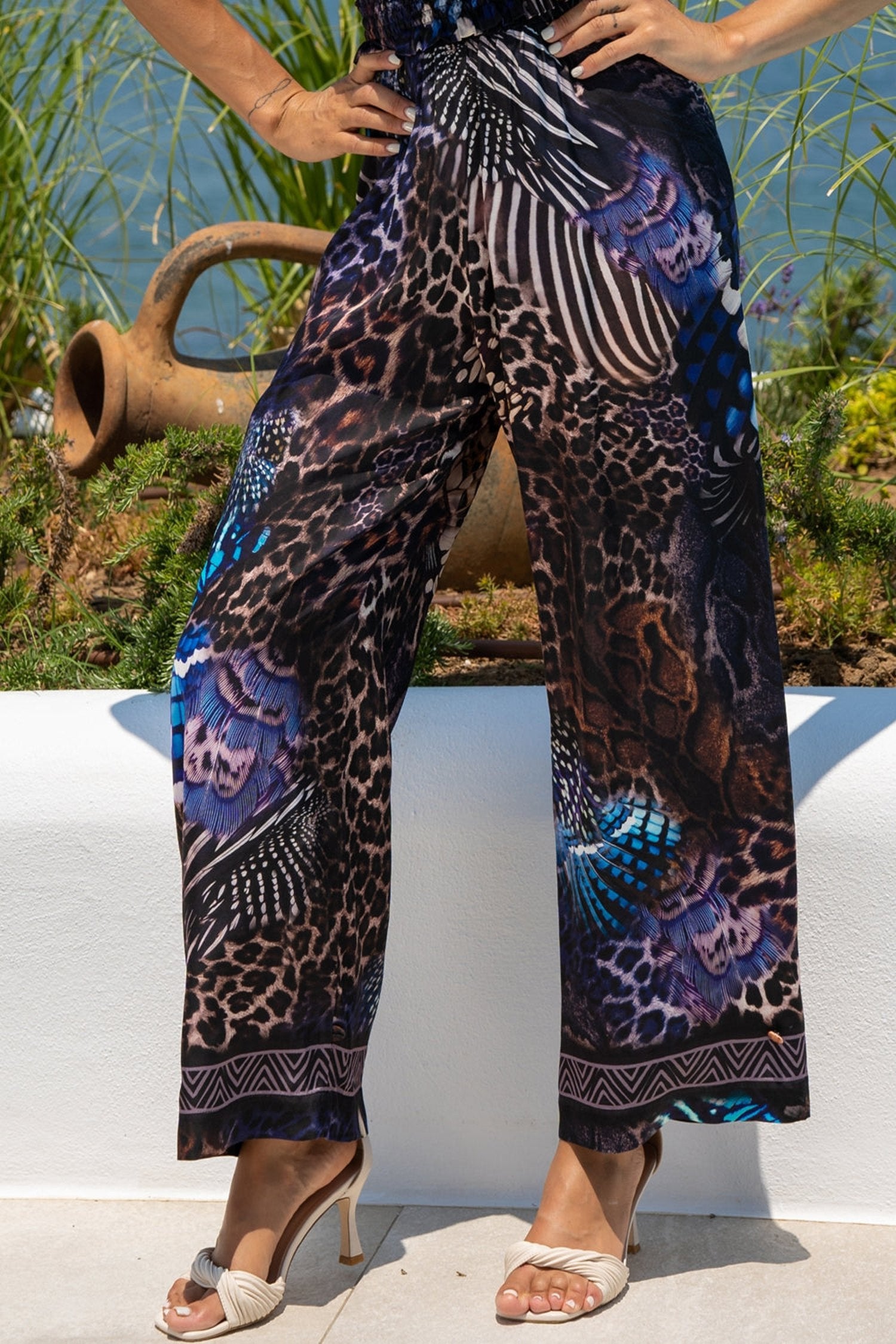 PANTALON AMPLE EN VISCOSE - LEO NEON DARK