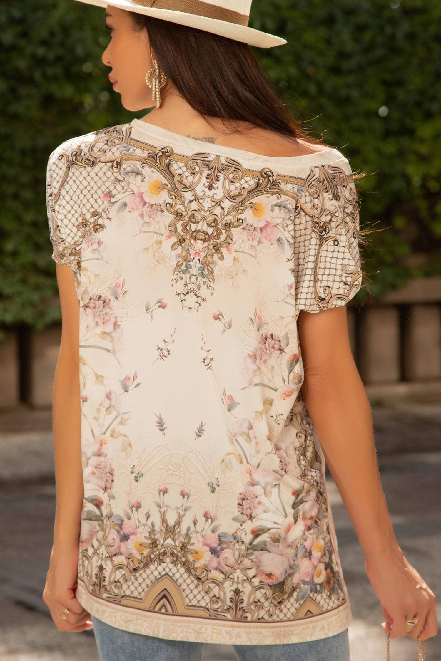 BLOUSE AMPLE - FLEURS BAROQUES
