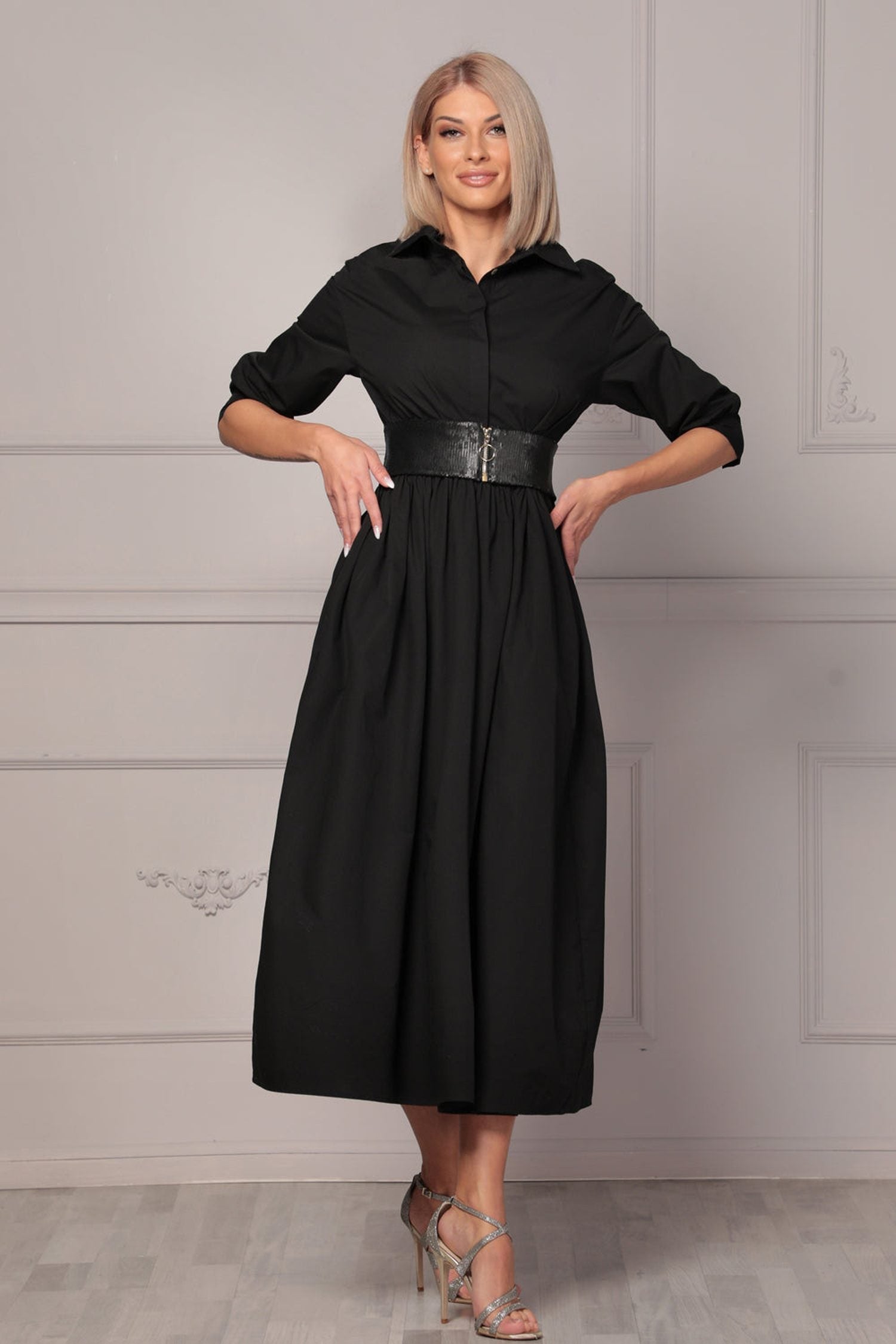 ROBE EN POPELINE LÂCHE AVEC CEINTURE - ESSENTIELS