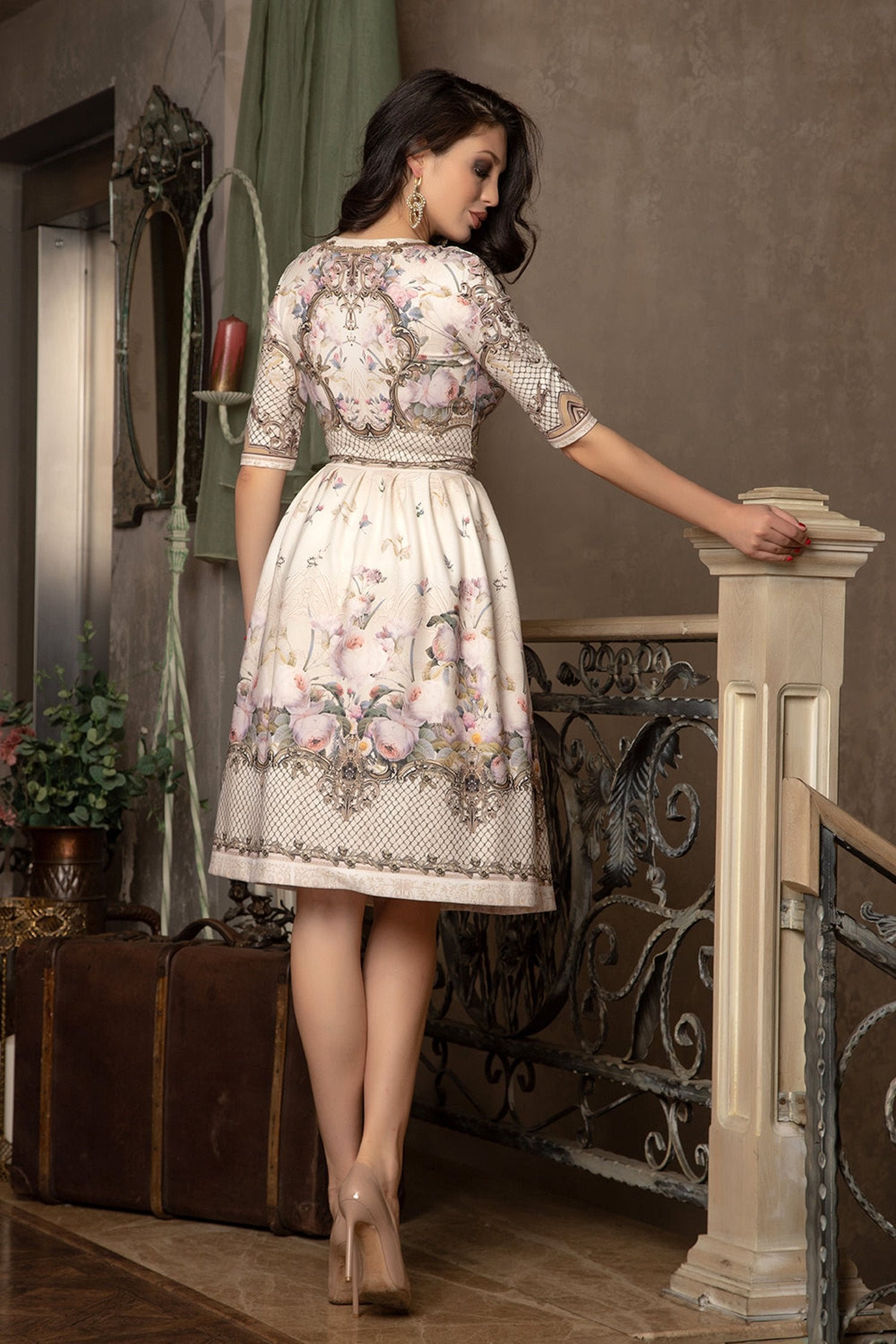 WRAPPED V-NECK BODYSUIT - BAROQUE FLOWERS