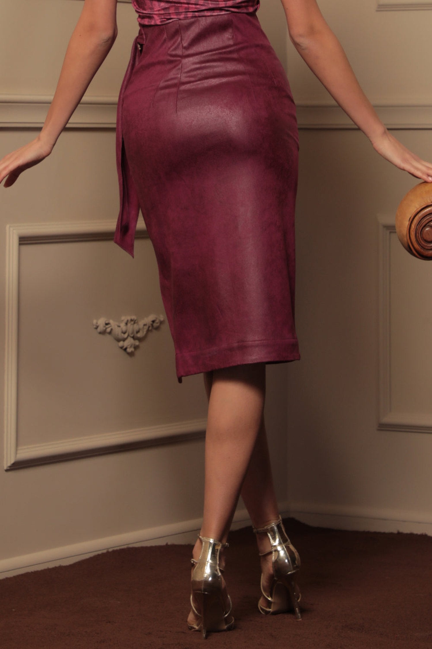 BURGUNDY WRAP SKIRT - ESSENTIALS