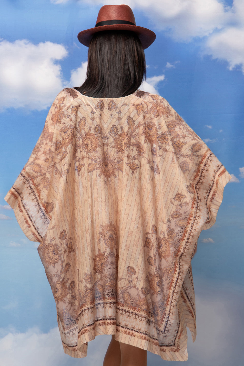 SILK COTTON KIMONO DRESS - LEO BEIGE