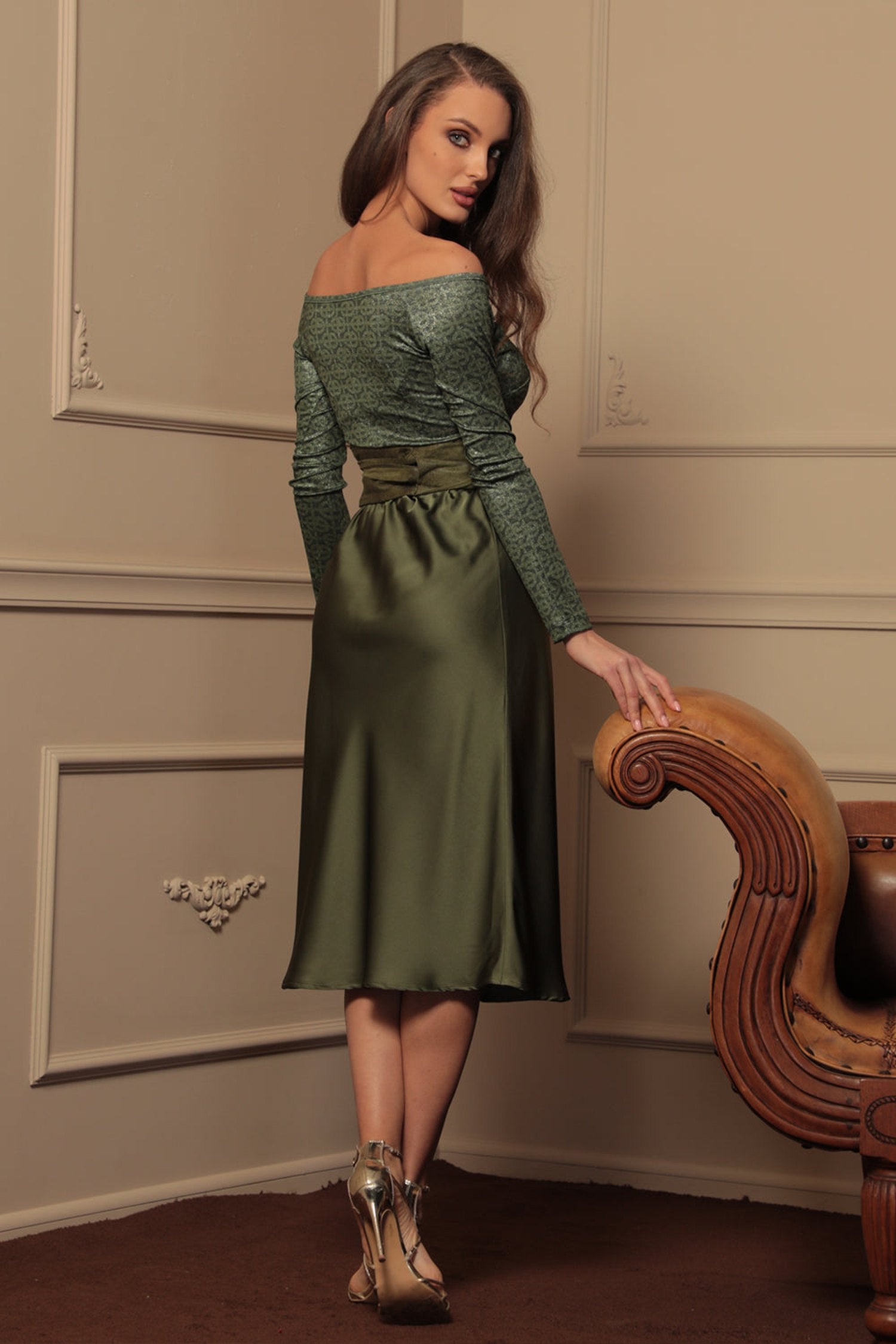 Haut avec détail torsadé et manches longues - logo vert émeraude