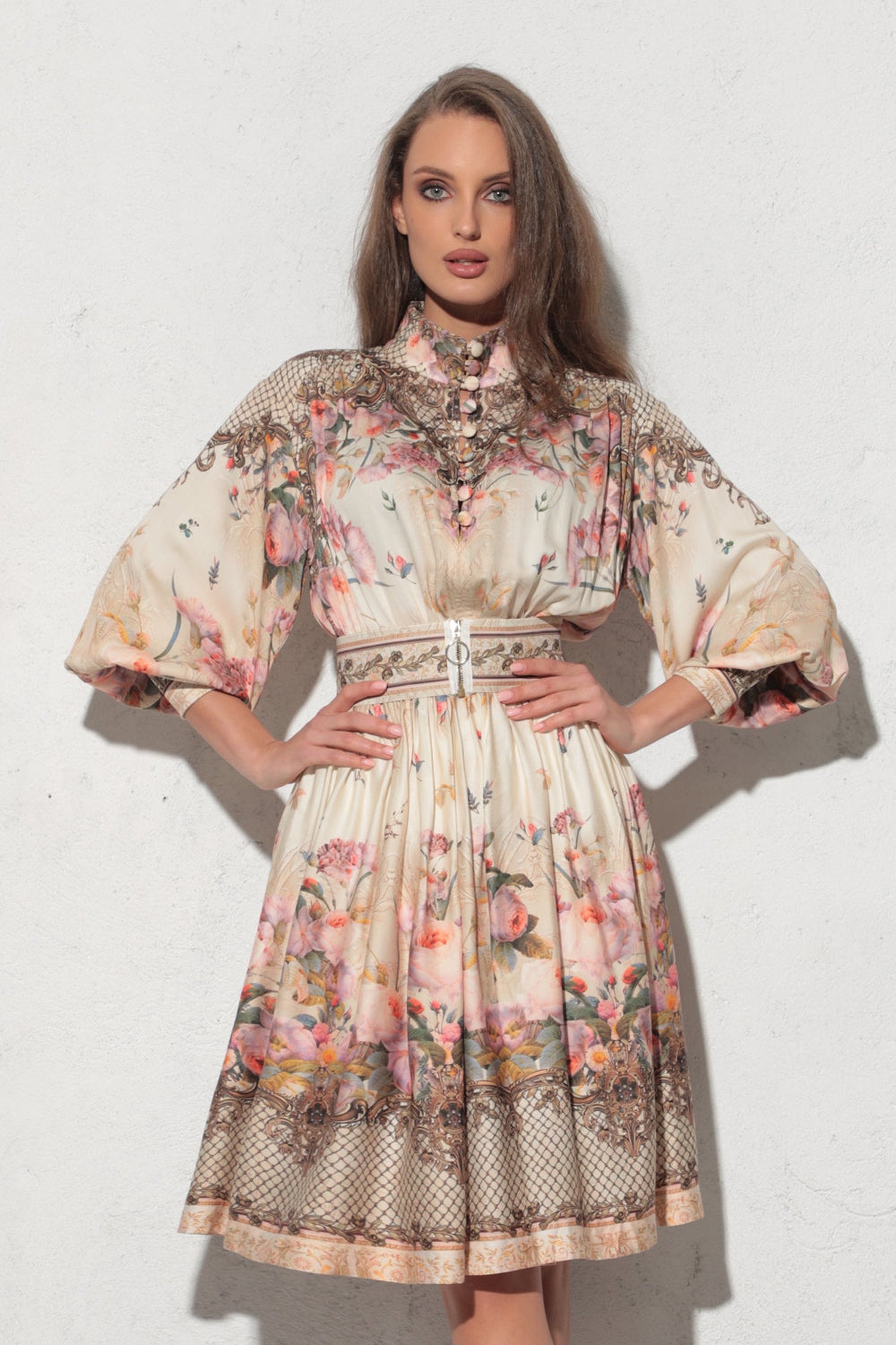 BOHO LONG-SLEEVE VISCOSE DRESS - BAROQUE FLOWERS JIORO РОКЛЯ С ДЪЛЪГ РЪКАВ ОТ ВИСКОЗА - BAROQUE FLOWERS JIORO